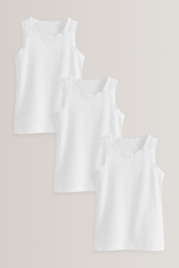 White Lace Vests 3 Pack (1.5-16yrs)