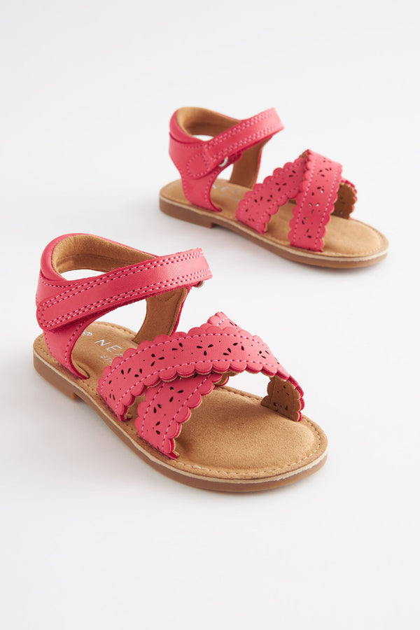 Pink Wide Fit (G) Cross Strap Sandals