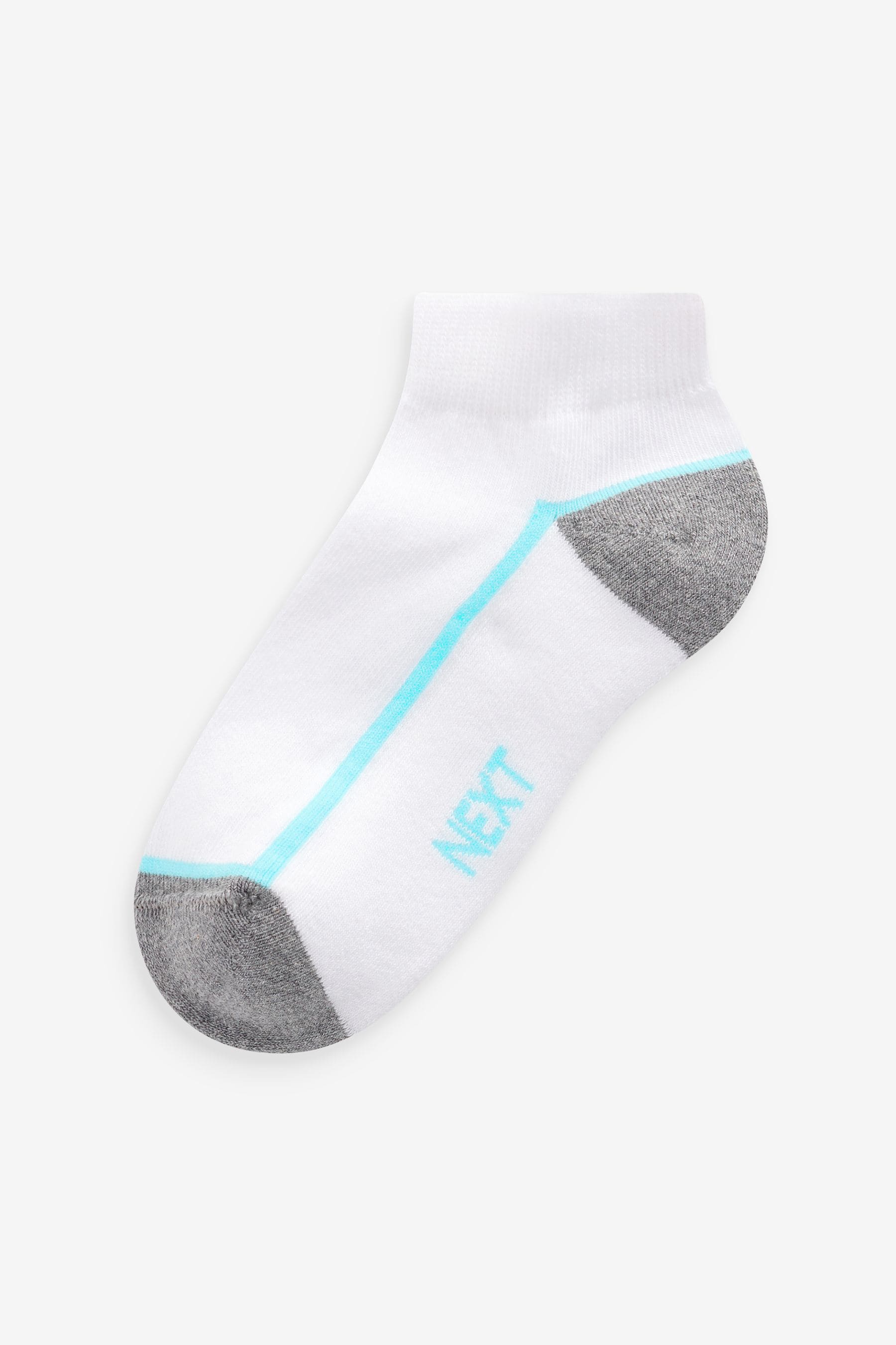 White/Blue Cushioned Footbed Trainer Socks 7 Pack