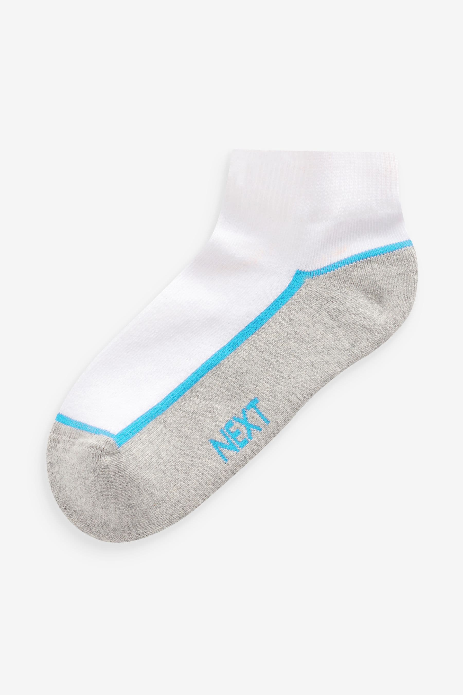 White/Blue Cushioned Footbed Trainer Socks 7 Pack