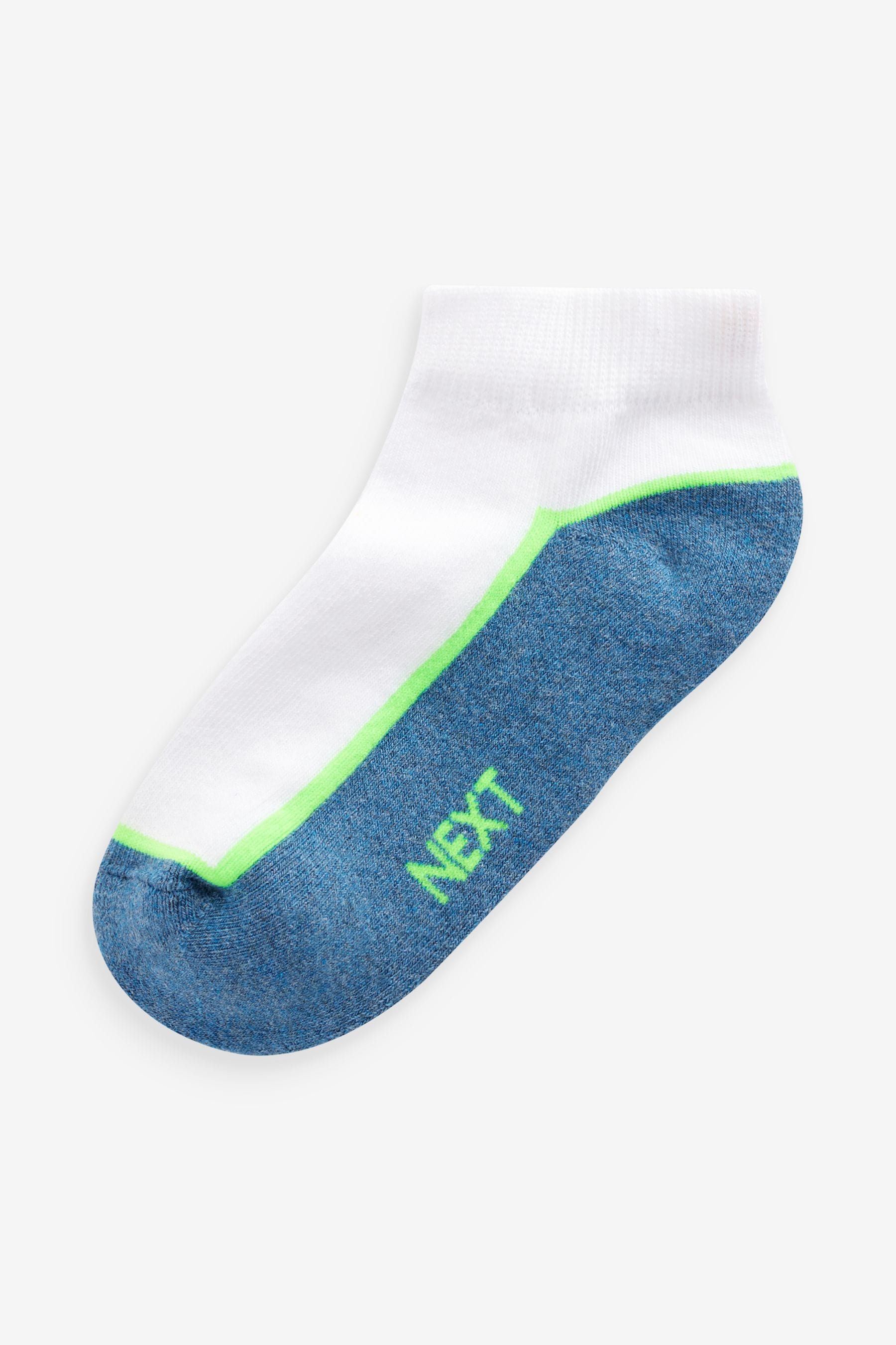 White/Blue Cushioned Footbed Trainer Socks 7 Pack