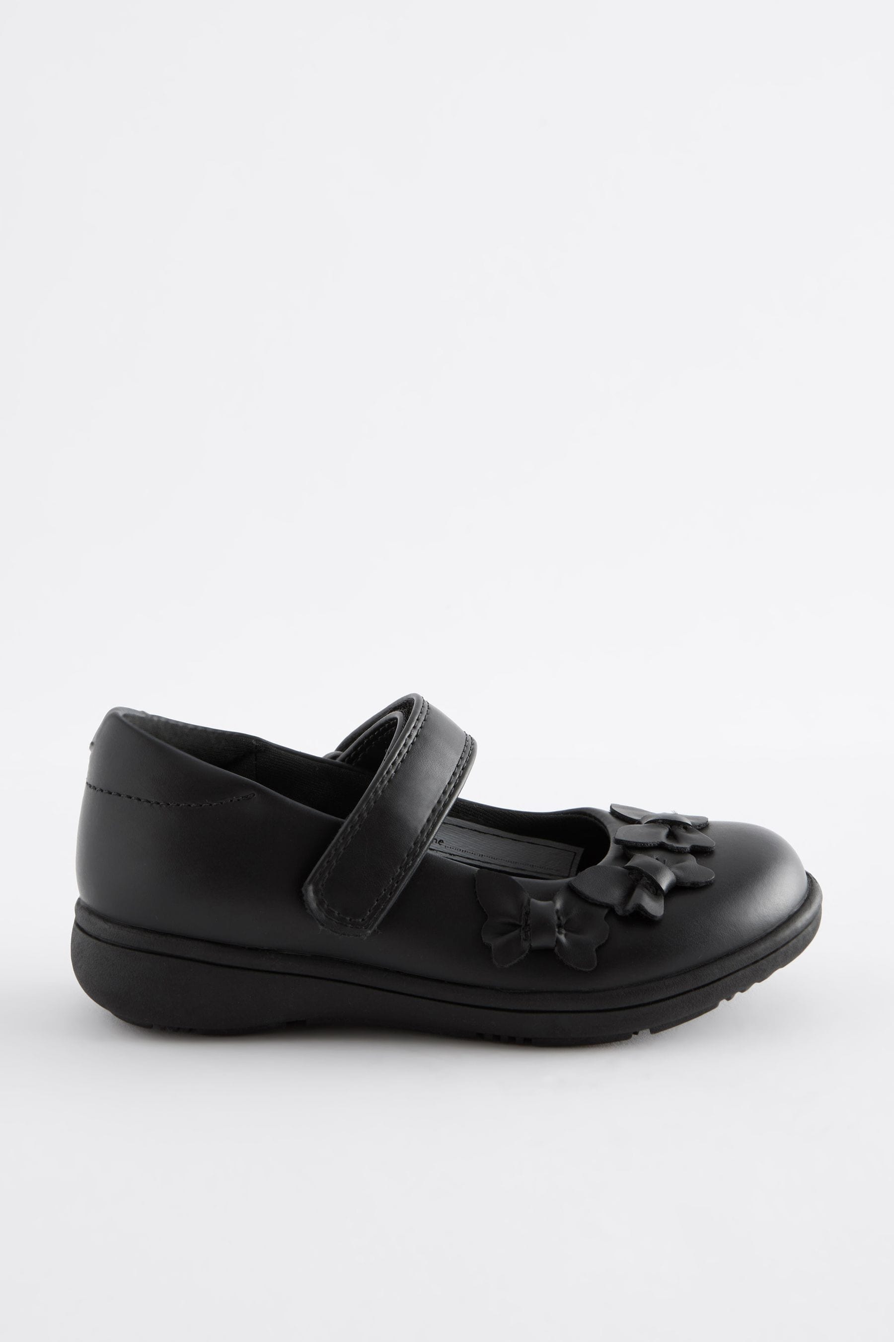 Matt Black Standard Fit (F) School Junior Butterfly Mary Jane Shoes