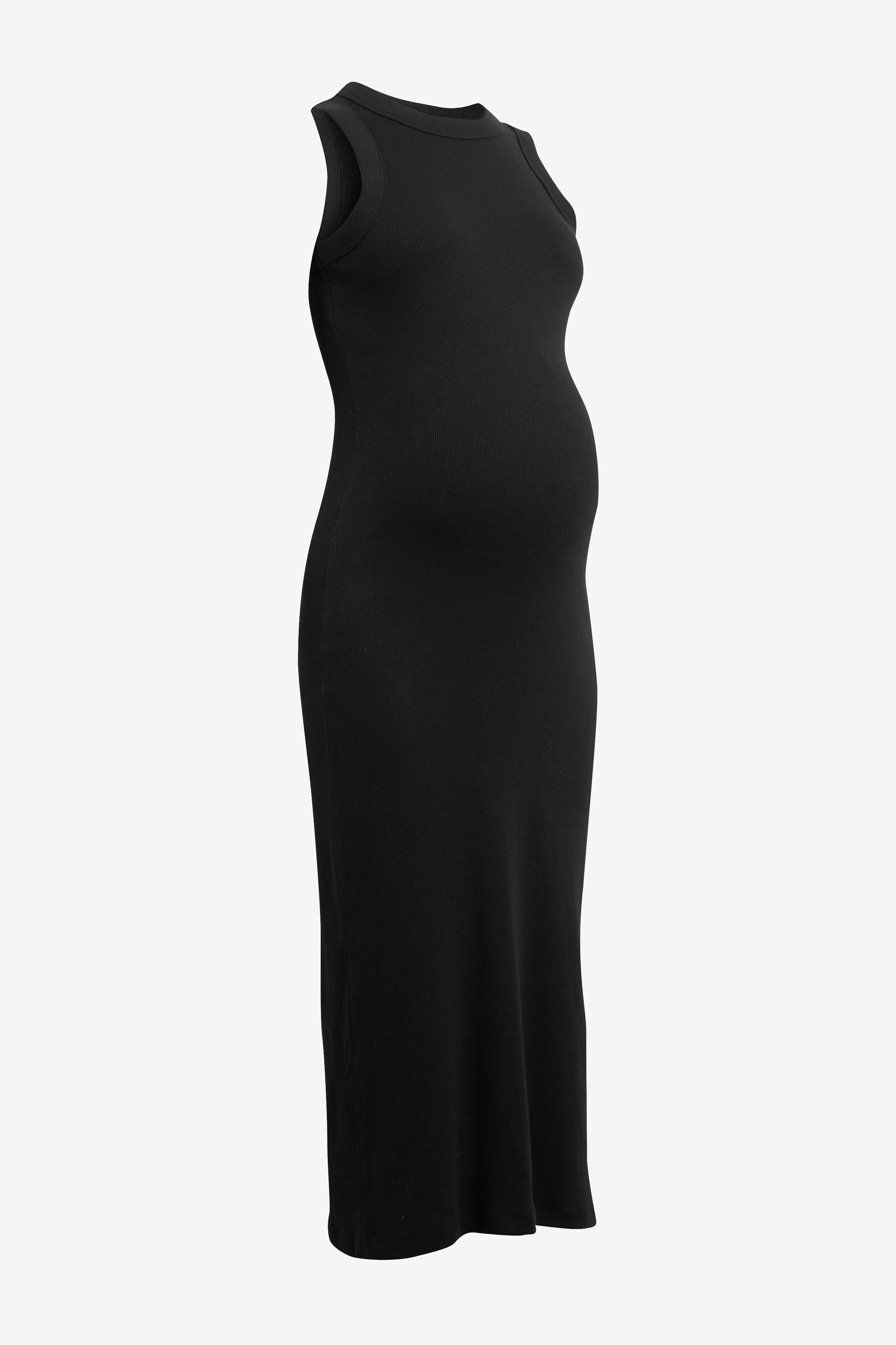 Black Maternity Ribbed Dress