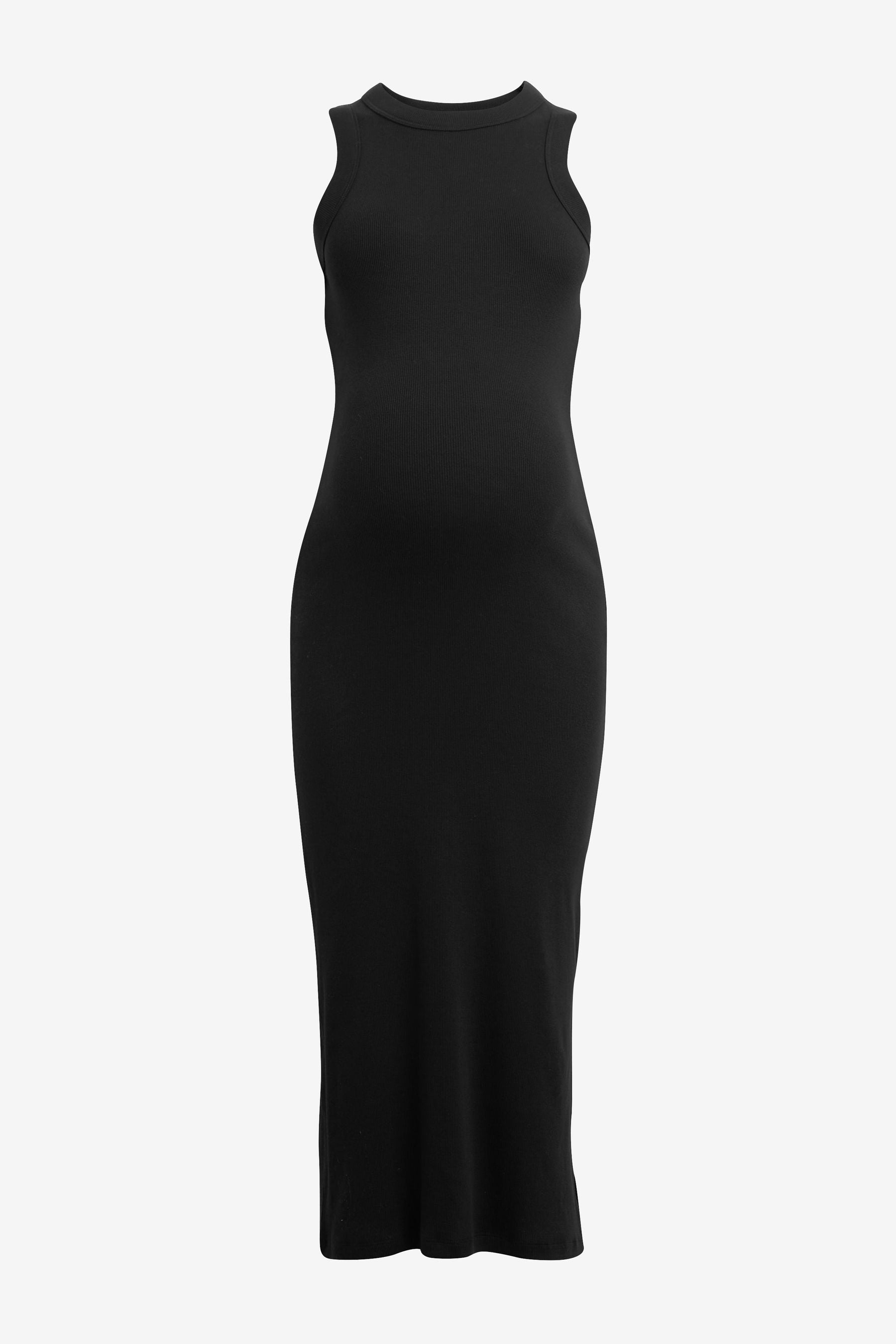 Black Maternity Ribbed Dress