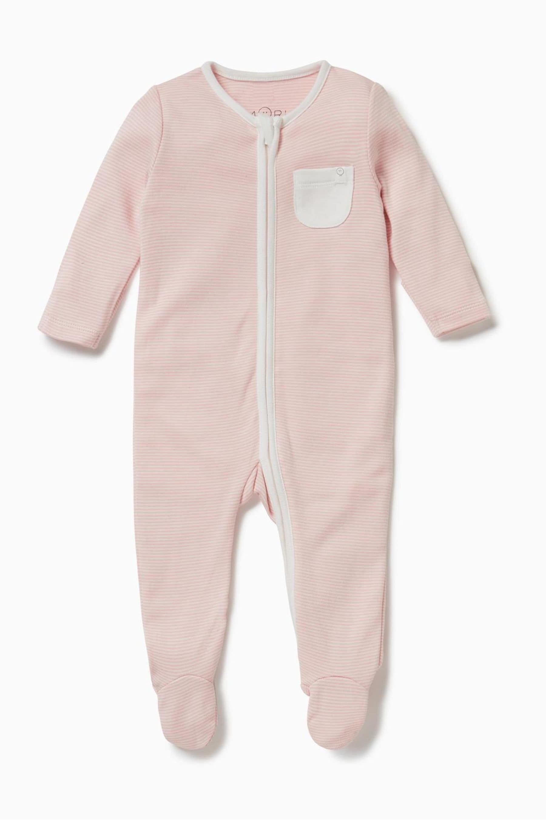 Mori Organic Cotton & Bamboo Clever Zip Up Sleepsuit