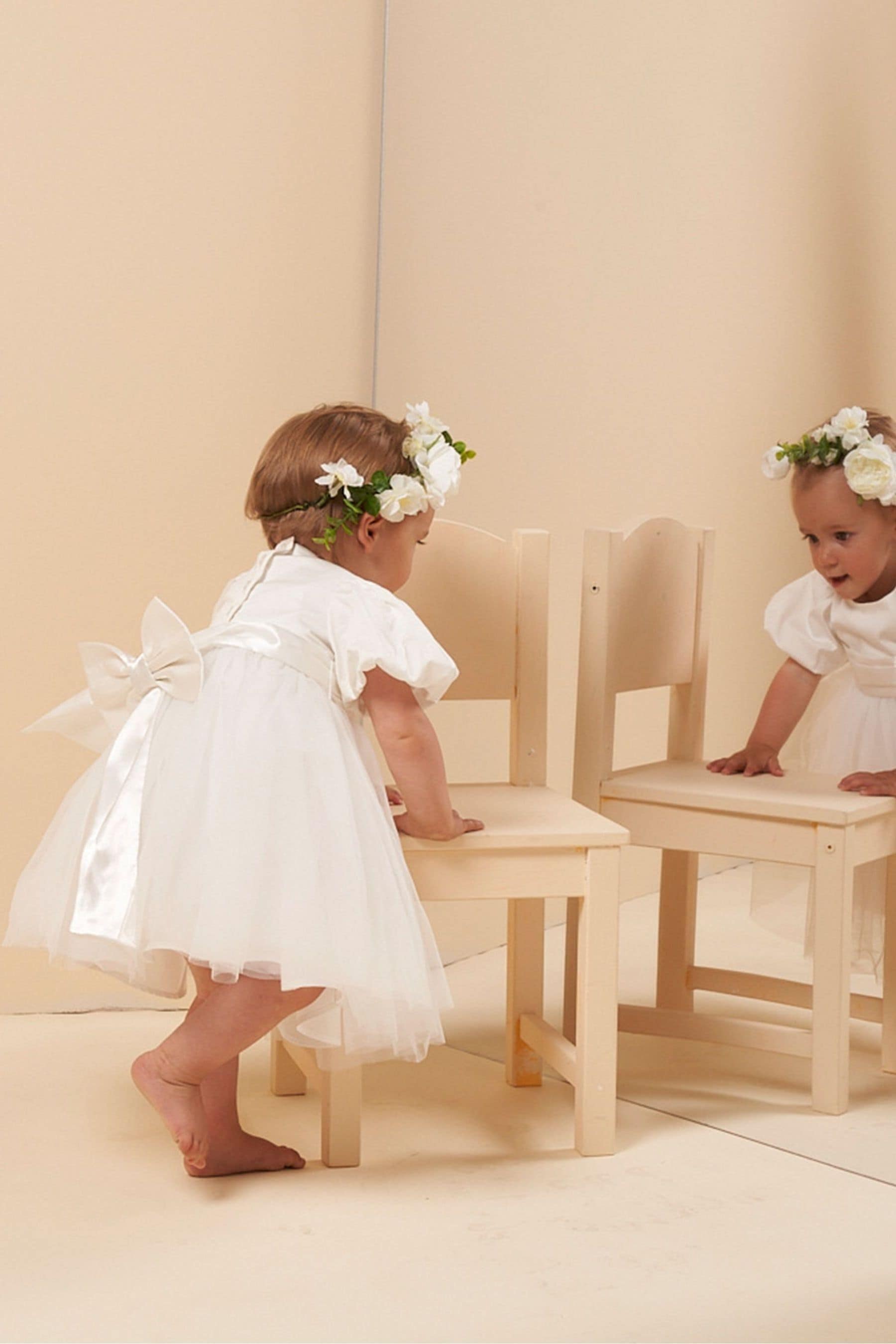 Angel & Rocket White Taffeta Bow Baby Dress