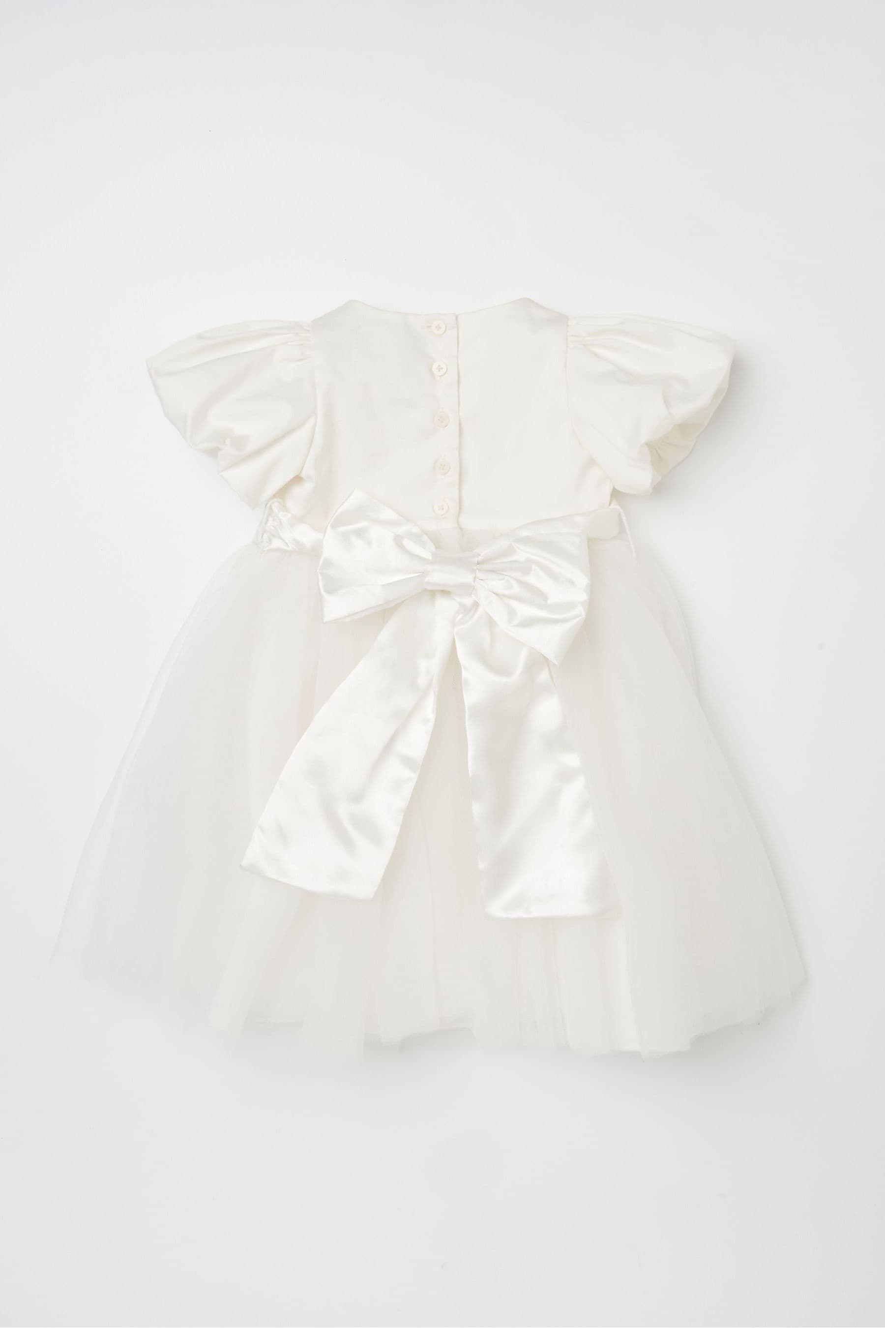 Angel & Rocket White Taffeta Bow Baby Dress