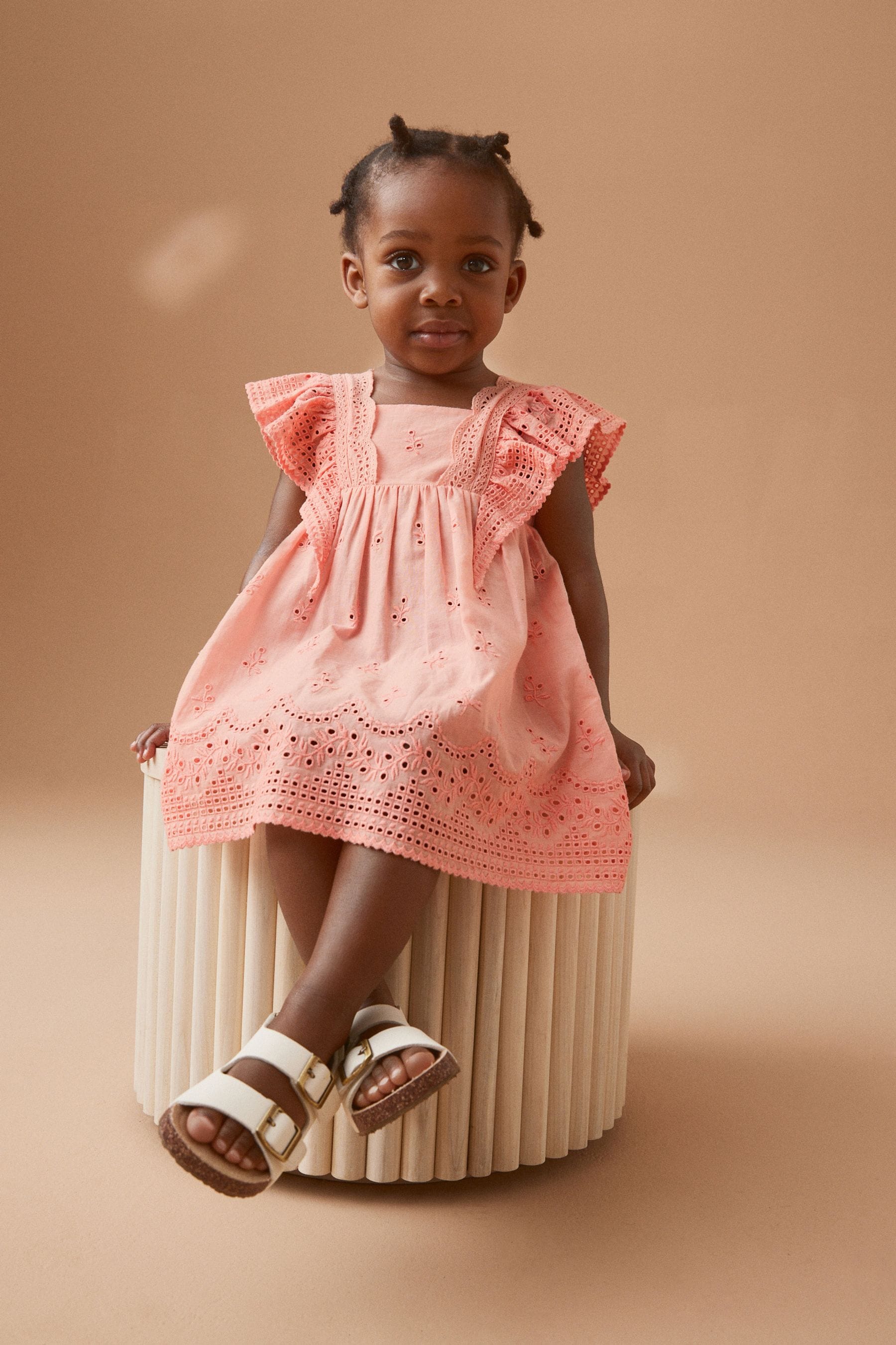 Pink Cotton Broderie Dress (3mths-8yrs)