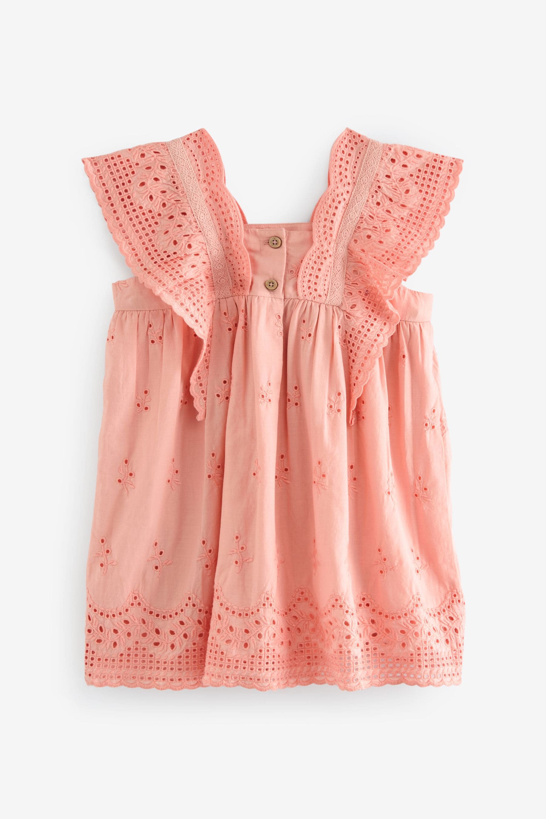 Pink Cotton Broderie Dress (3mths-8yrs)