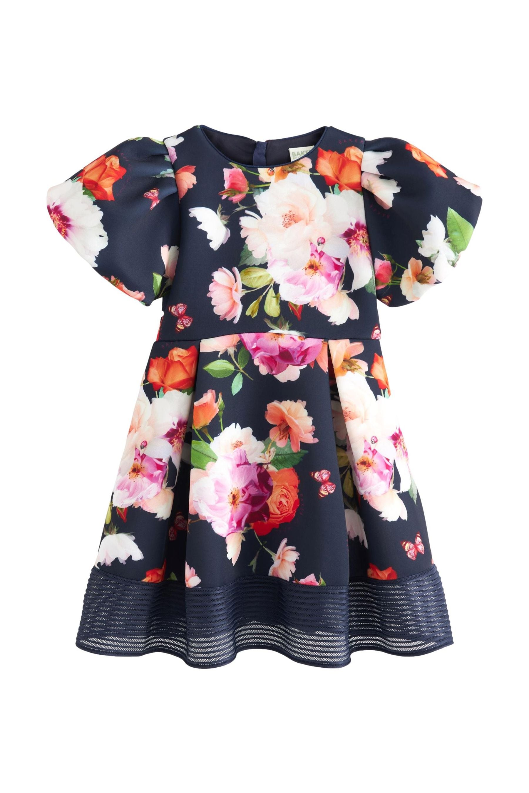 Baker by Ted Baker Navy Blue Floral Scuba Dress