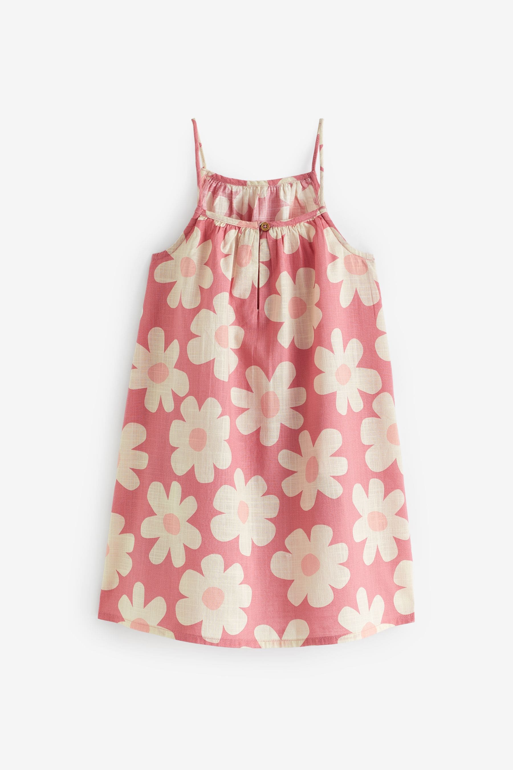 Pink Floral 100% Cotton Strappy Sundress (3-16yrs)