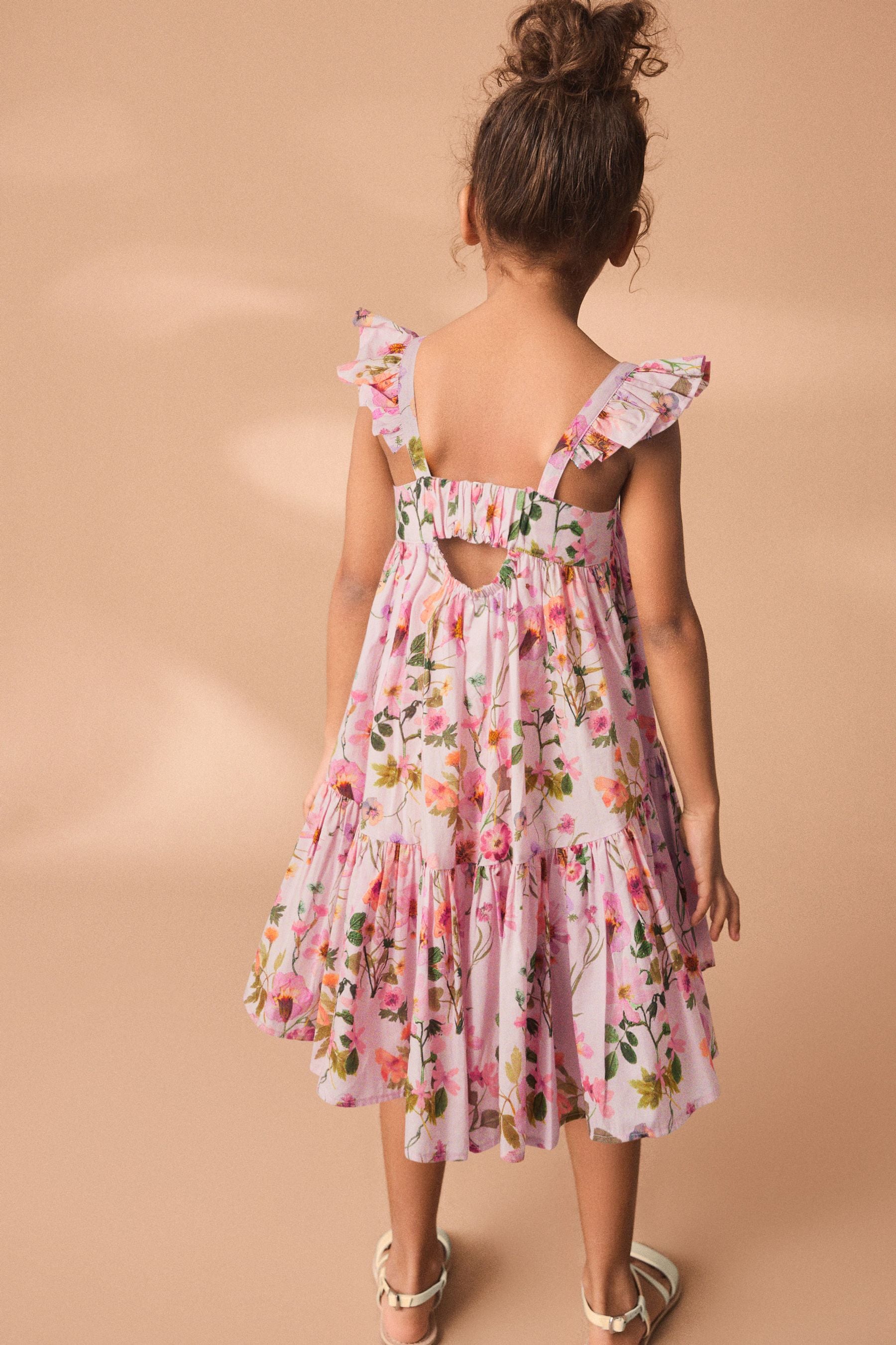 Pink Floral Printed Tiered Dress (3-16yrs)