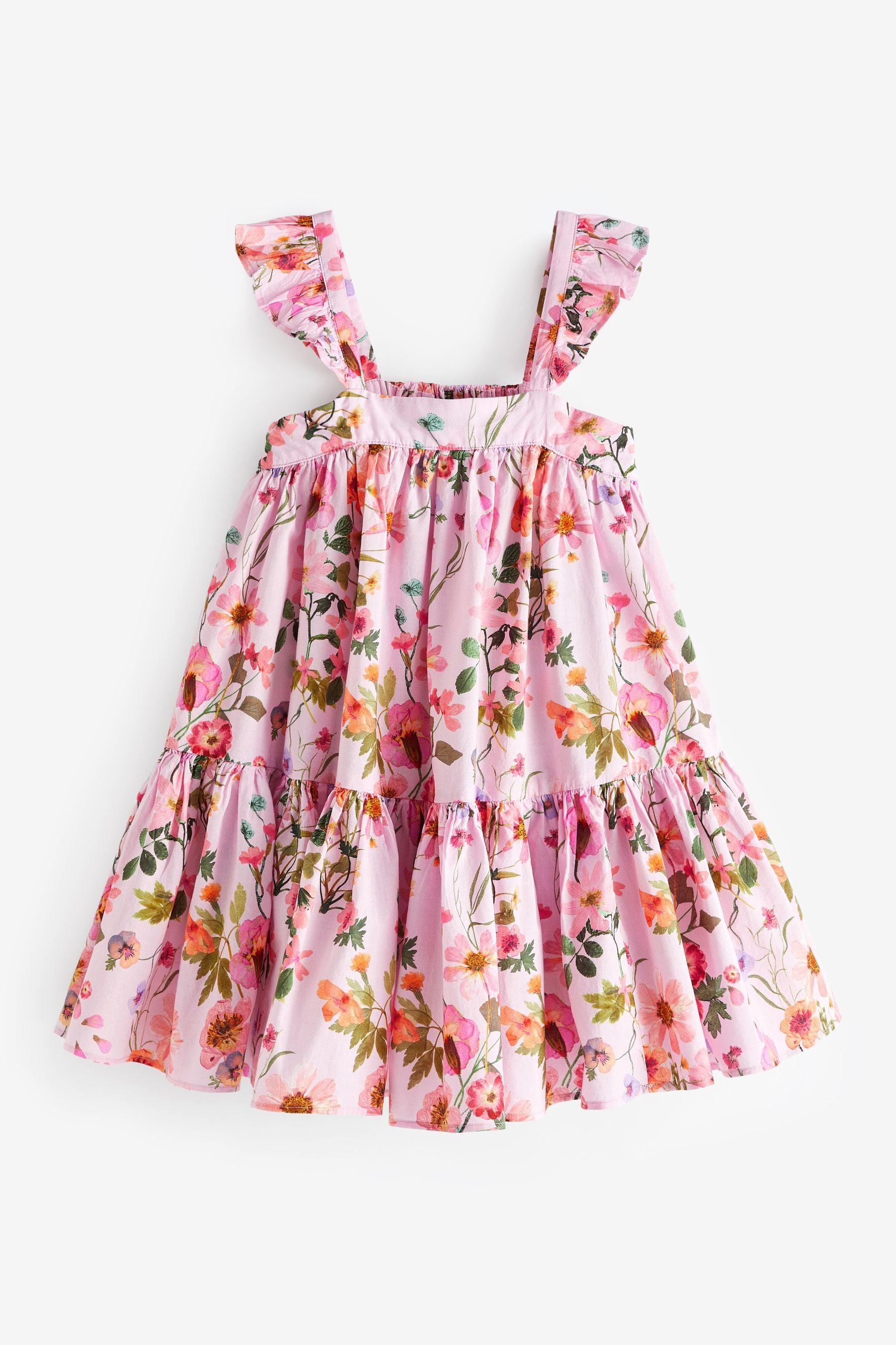 Pink Floral Printed Tiered Dress (3-16yrs)