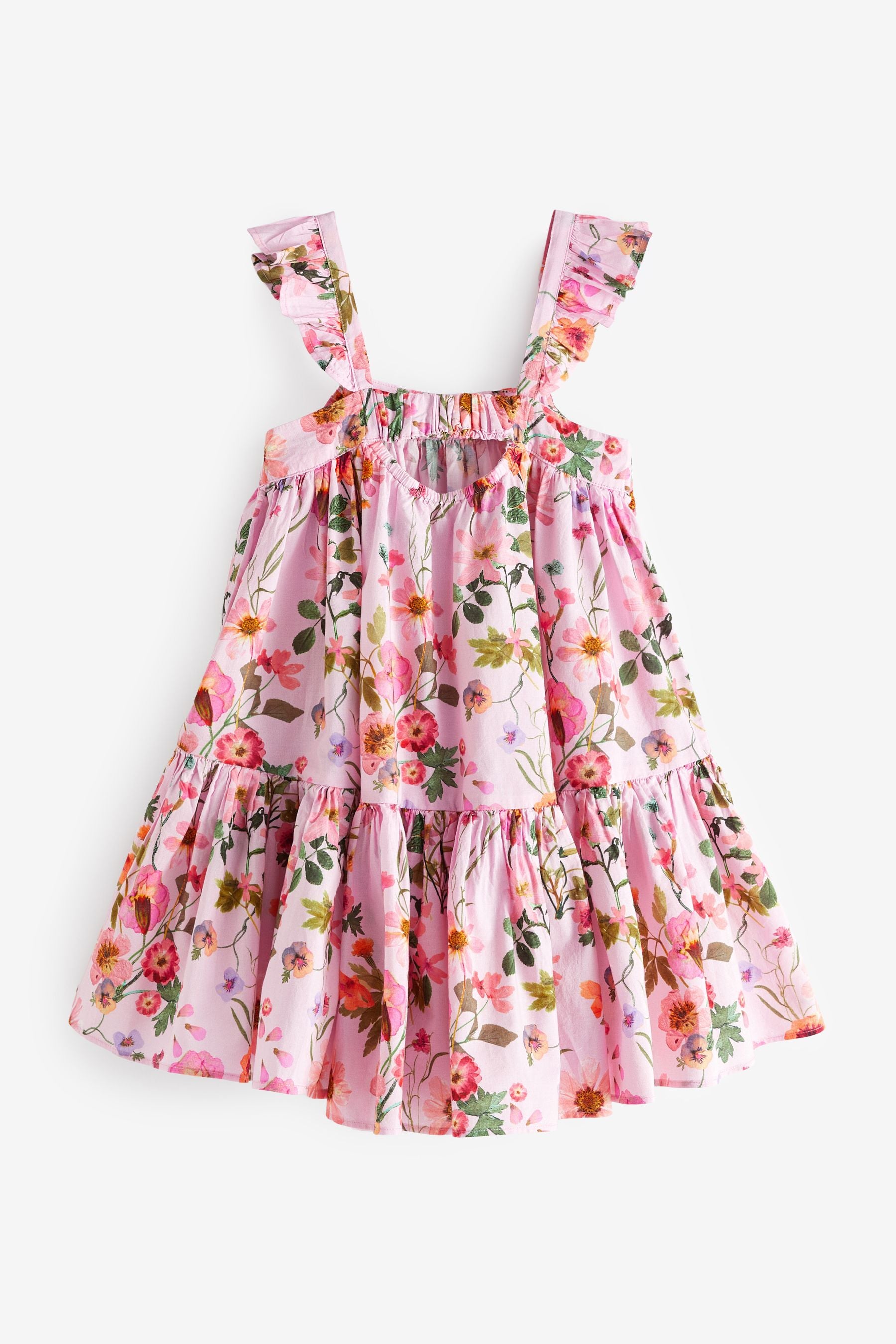 Pink Floral Printed Tiered Dress (3-16yrs)