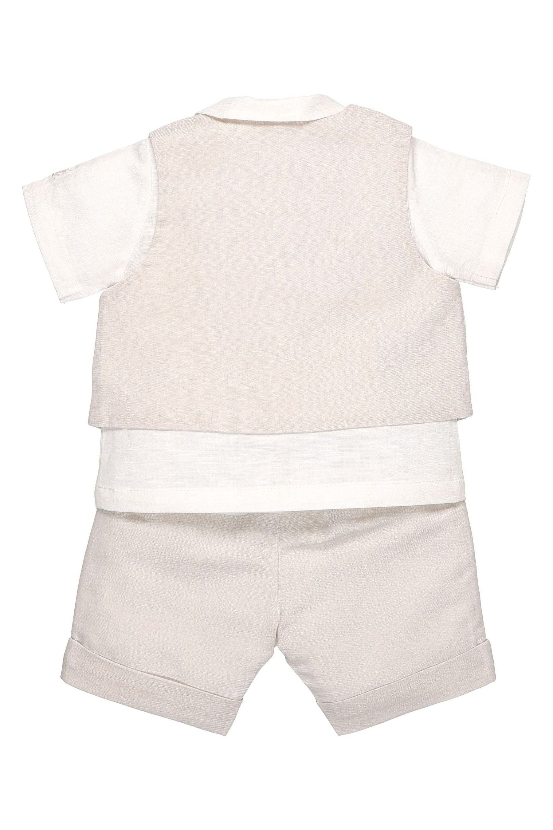 Emile et Rose Natural Three-Piece Linen Shorts And Hat Set