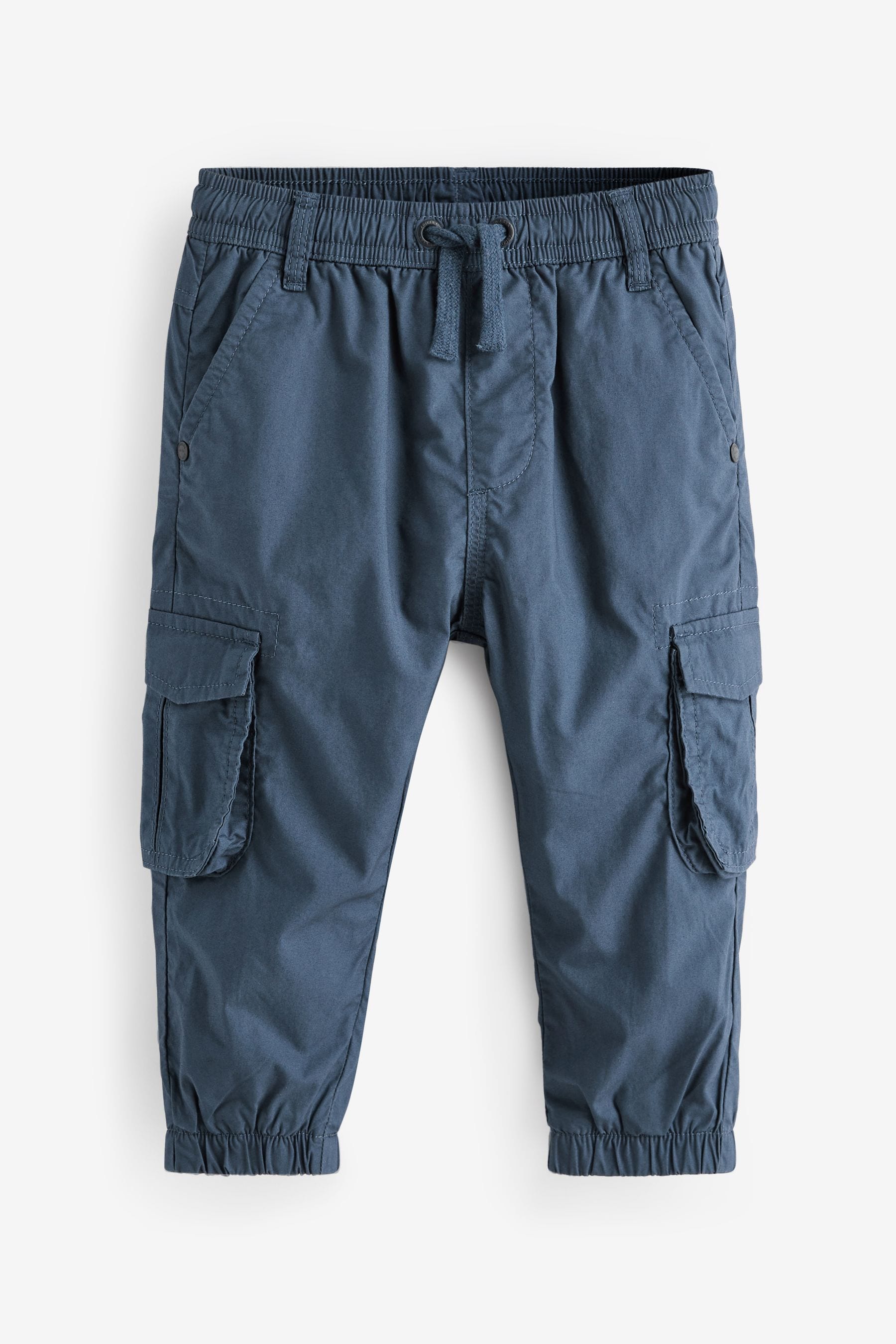 Blue Lined 100% Cotton Cargo Trousers (3mths-7yrs)