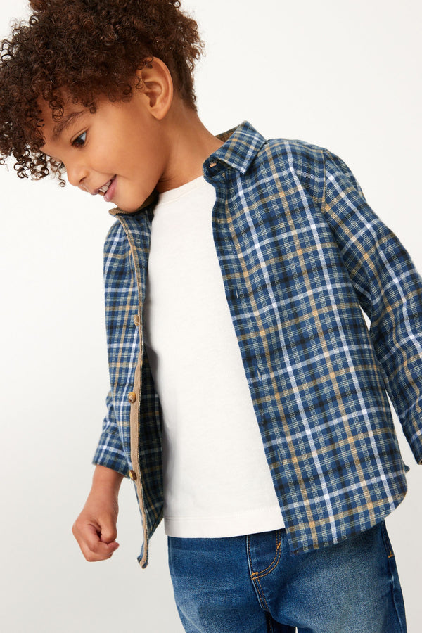 Blue Long Sleeve Check Shirt (3mths-7yrs)