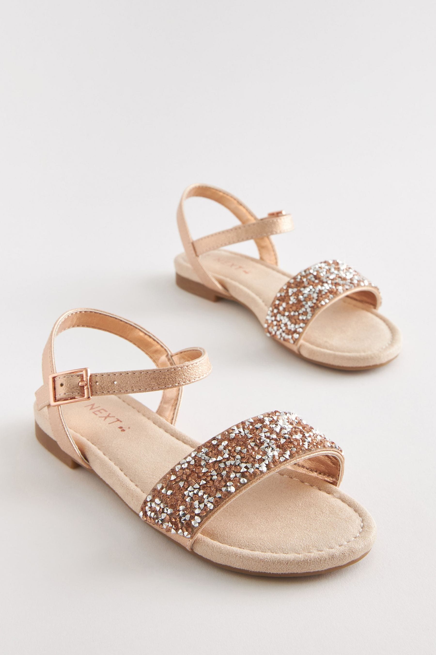 Rose Gold Crystal Occasion Jewel Sandals