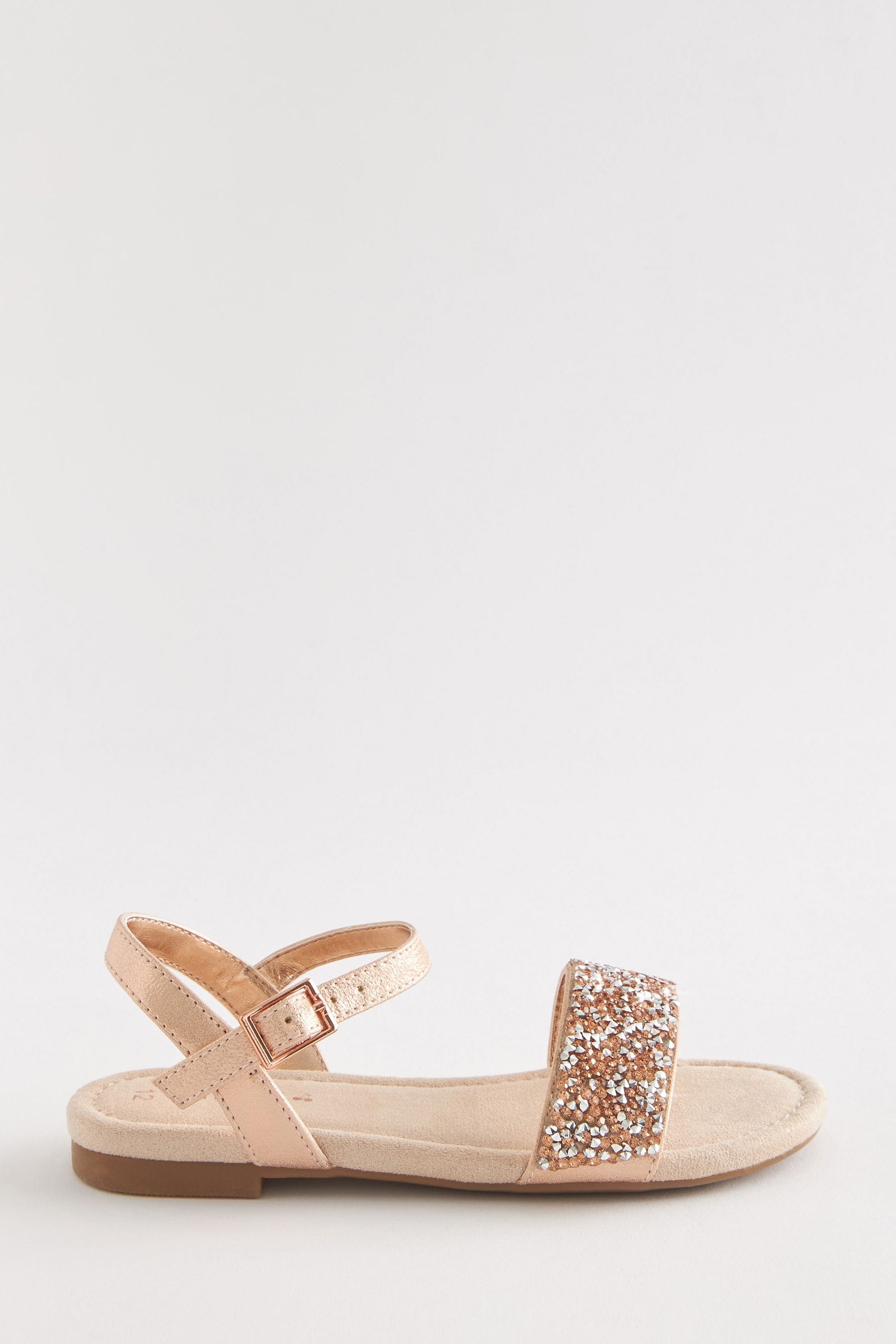 Rose Gold Crystal Occasion Jewel Sandals