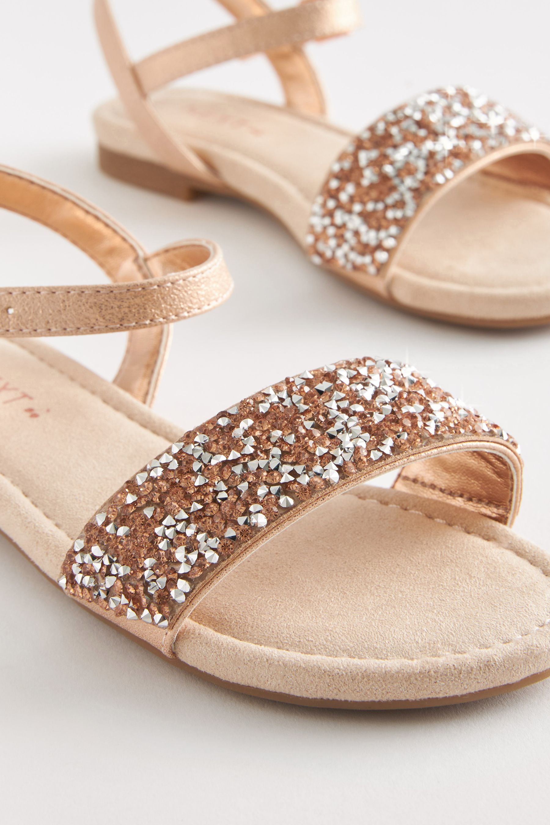 Rose Gold Crystal Occasion Jewel Sandals