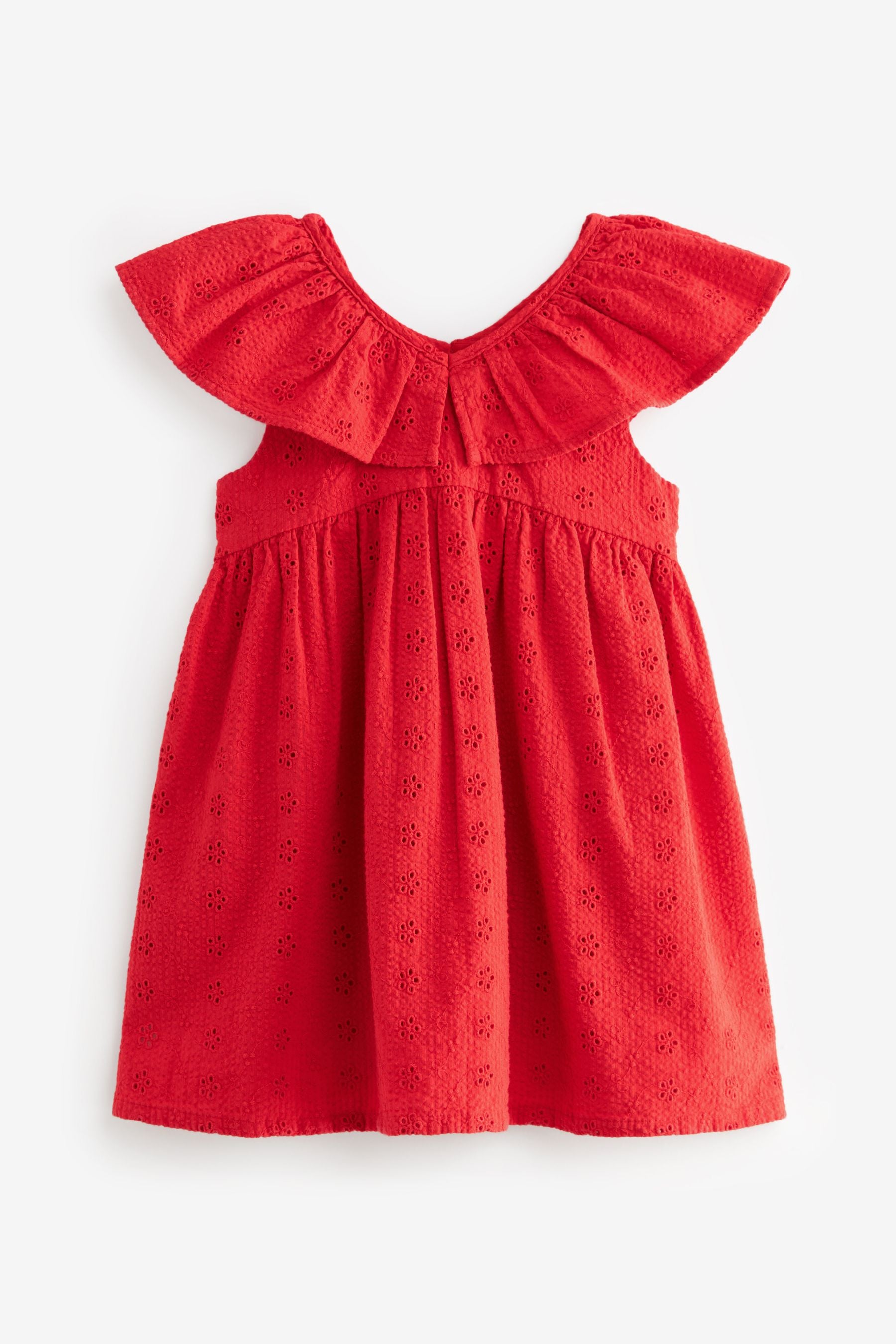 Red Cotton Broderie Dress (3mths-8yrs)