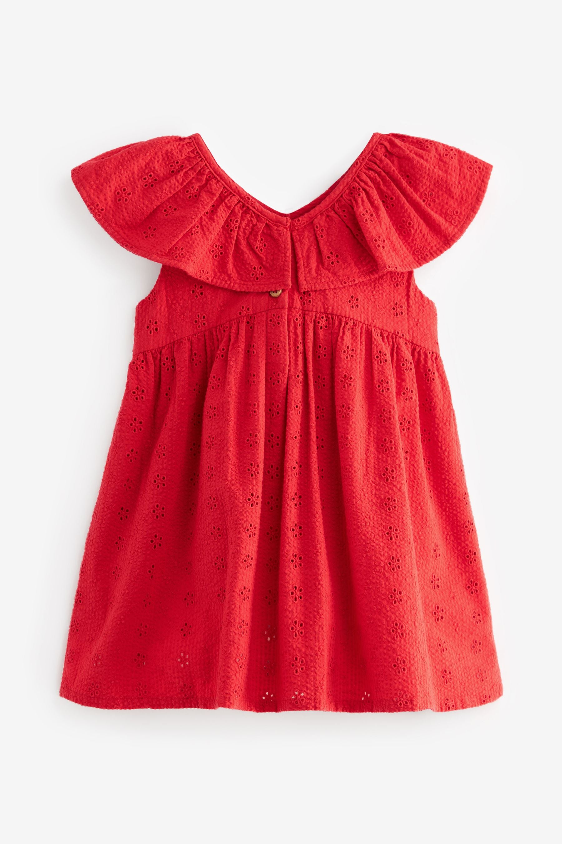 Red Cotton Broderie Dress (3mths-8yrs)