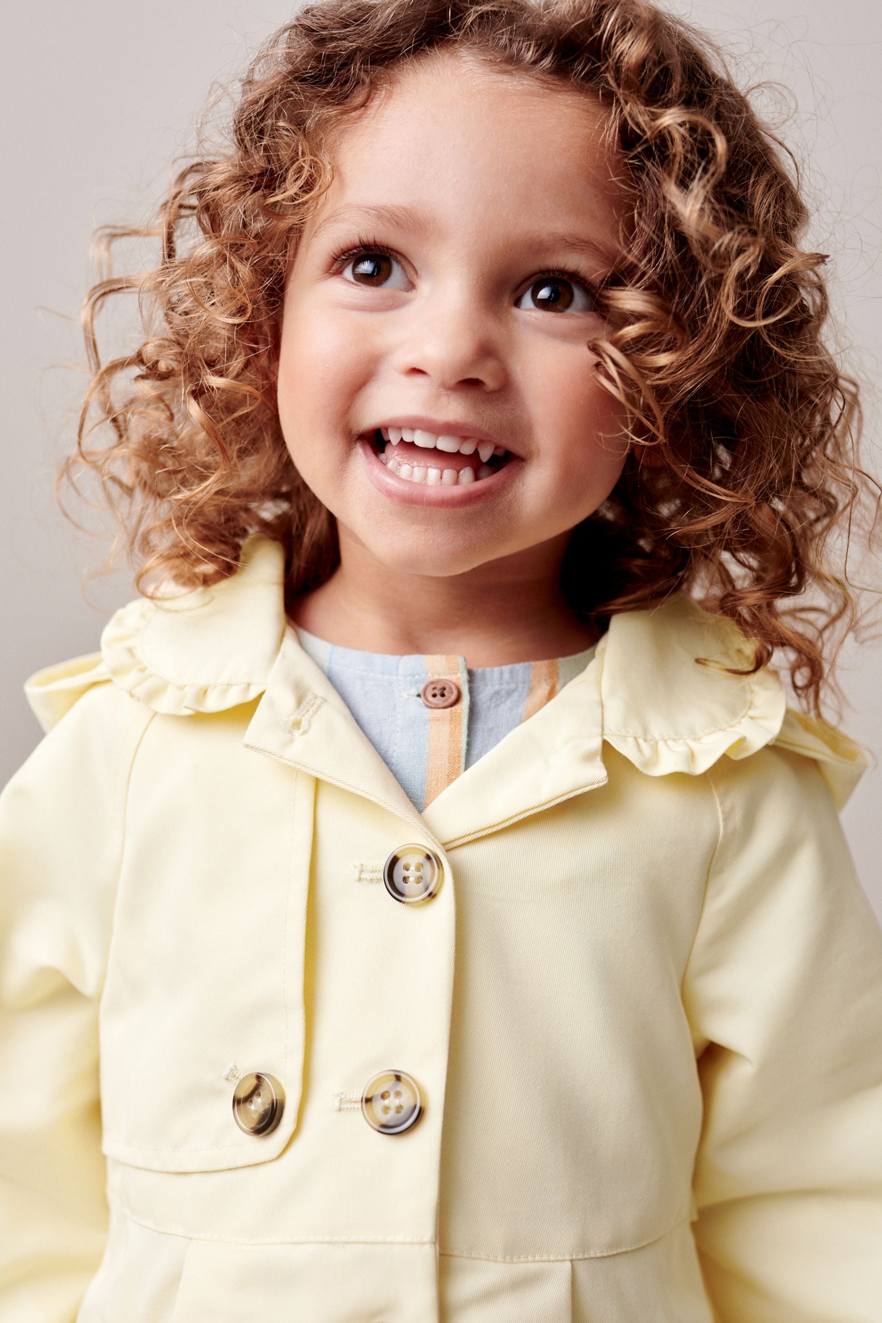 Yellow Shower Resitant Frill Collar Smart Cotton Jacket (3mths-7yrs)