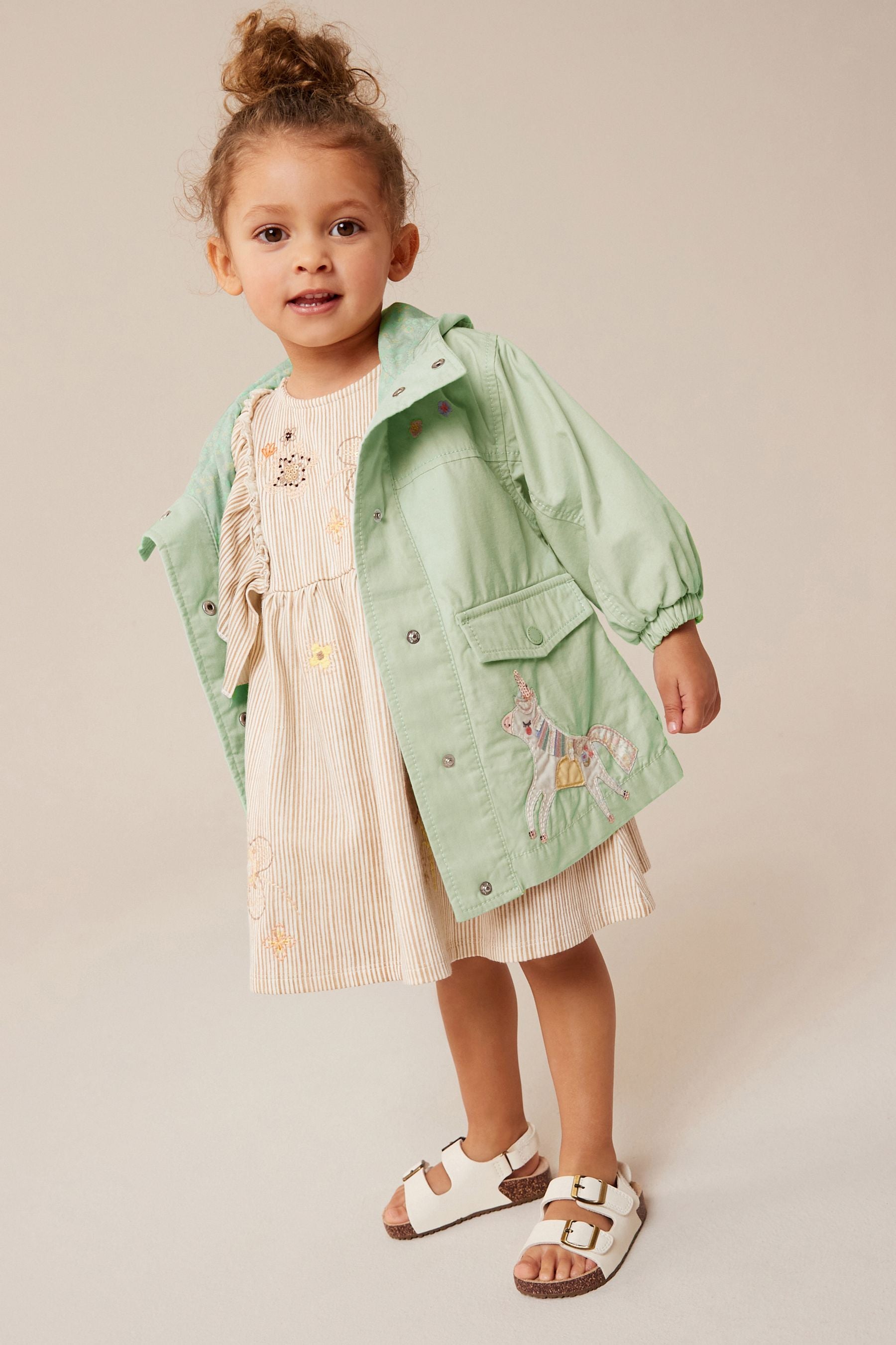 Sage Green Shower Resistant Cotton Trench Coat (3mths-7yrs)