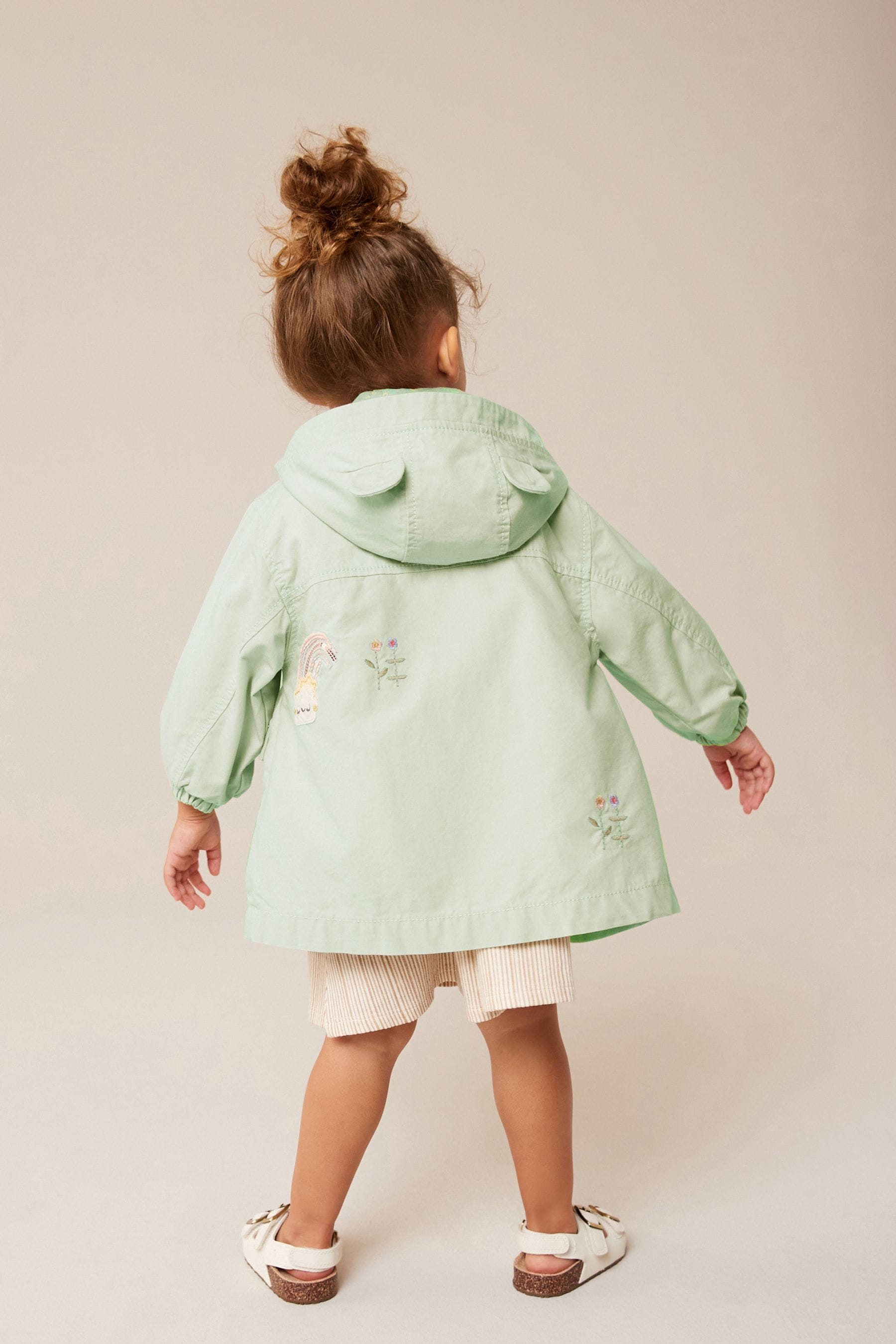 Sage Green Shower Resistant Cotton Trench Coat (3mths-7yrs)