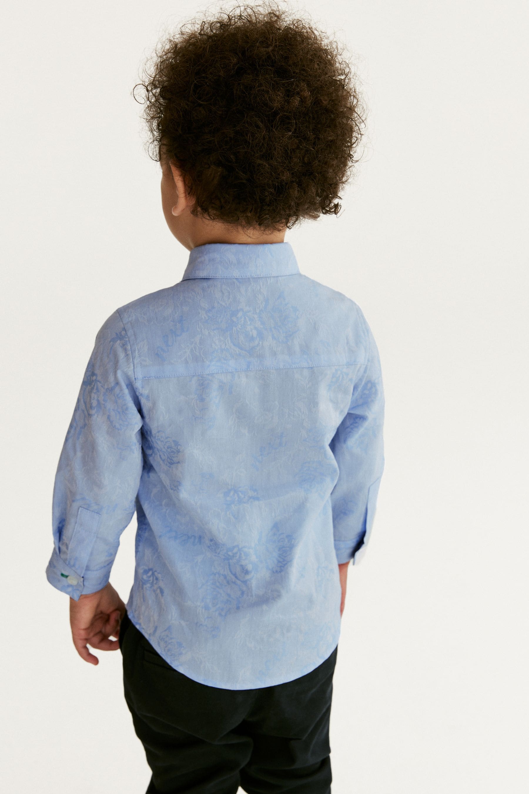 Blue Patterned Long Sleeve Smart Shirt (3mths-7yrs)