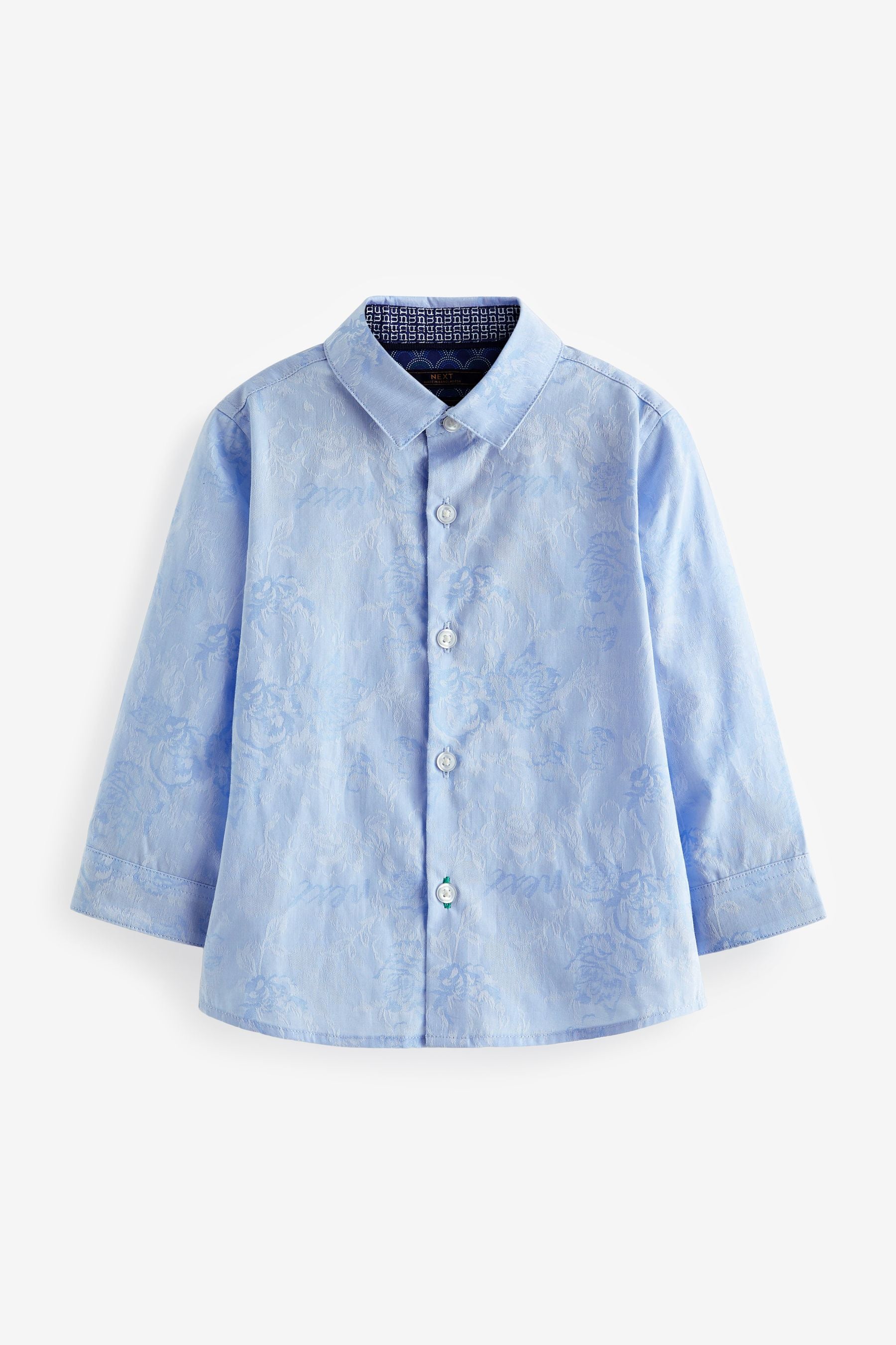 Blue Patterned Long Sleeve Smart Shirt (3mths-7yrs)