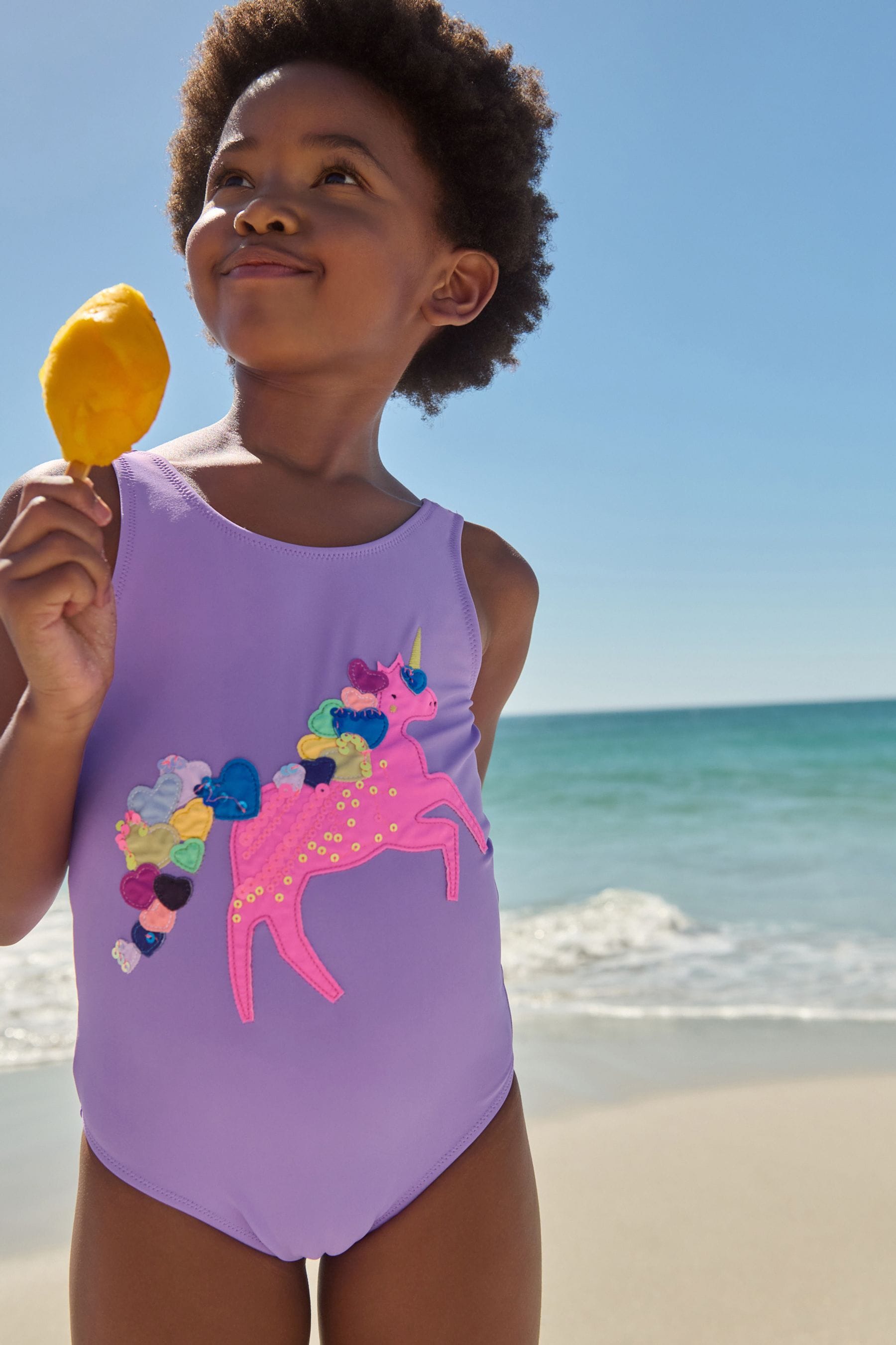 Purple Unicorn Appliqué Swimsuit (3-16yrs)