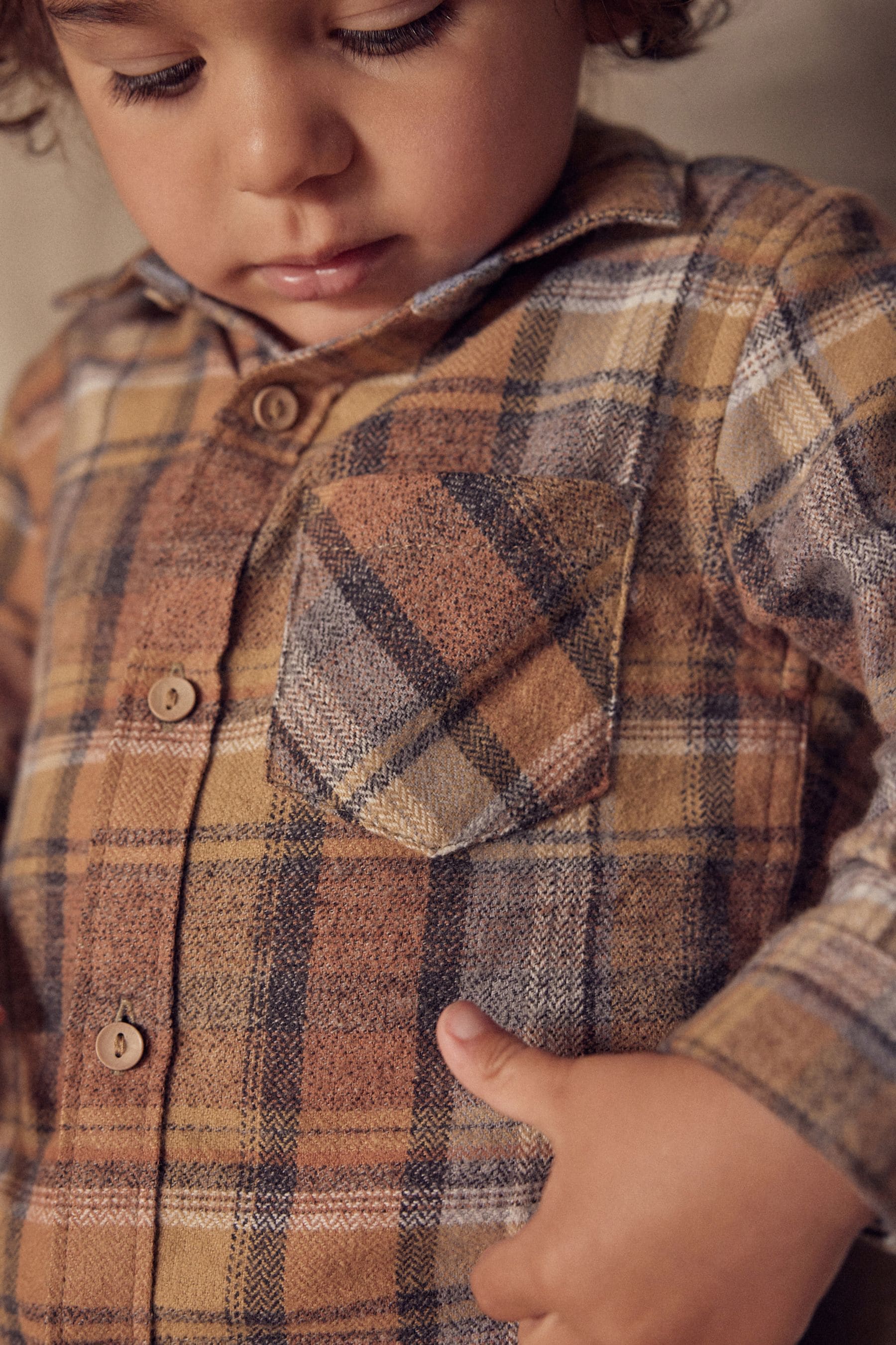 Tan Brown Long Sleeve Check Shirt (3mths-7yrs)