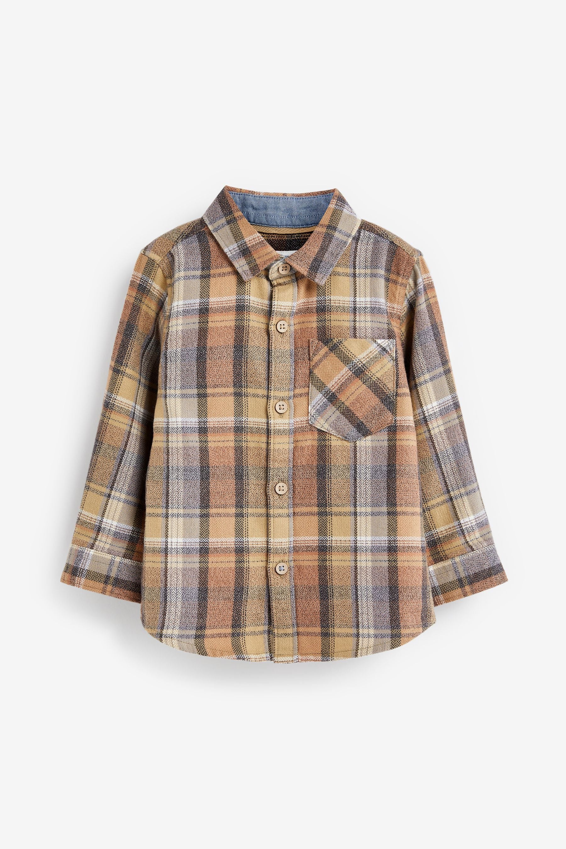 Tan Brown Long Sleeve Check Shirt (3mths-7yrs)