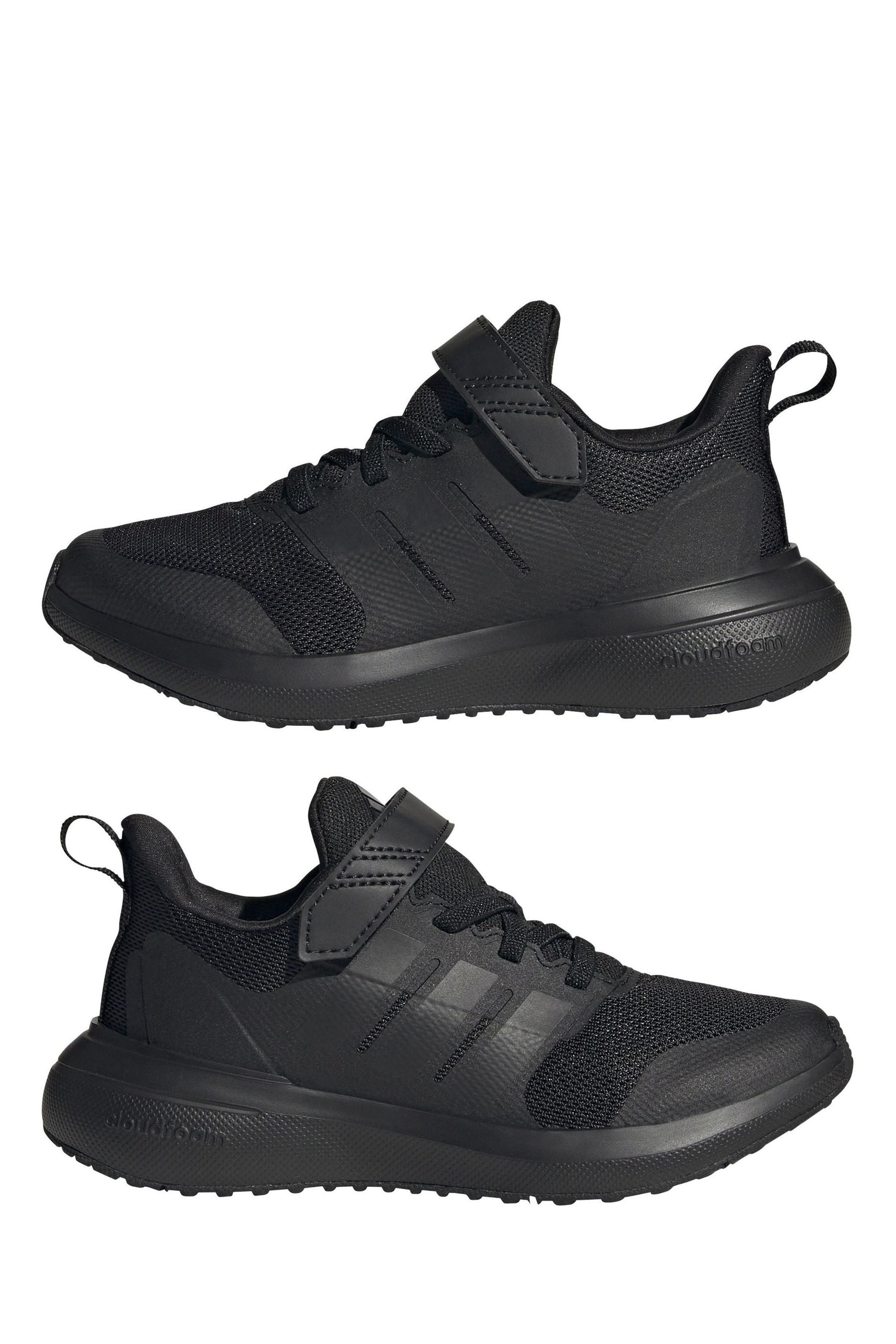 Black adidas Kids Sportswear Fortarun 2.0 Cloudfoam Elastic Lace Top Strap Trainers