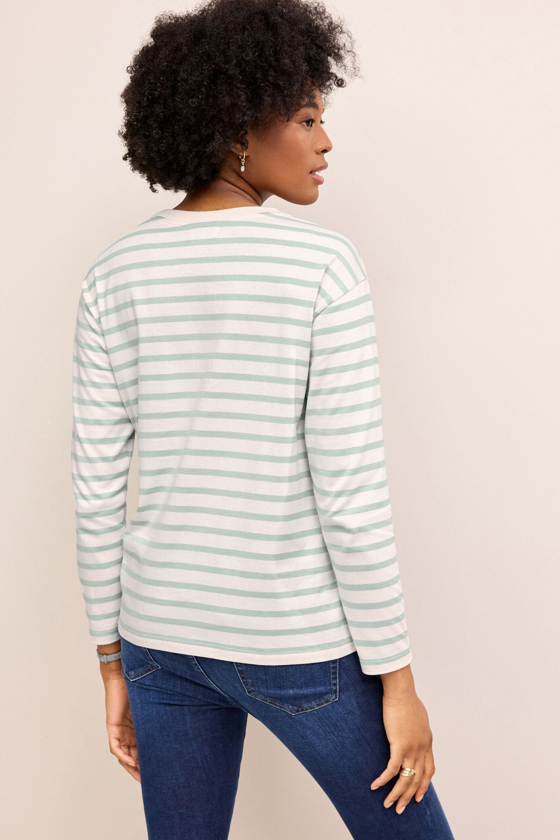 Sage Green Striped Maternity Nursing T-Shirt