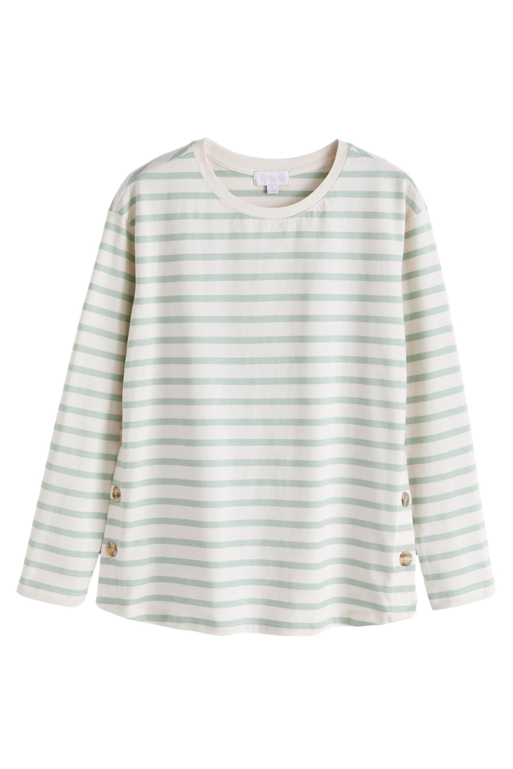 Sage Green Striped Maternity Nursing T-Shirt