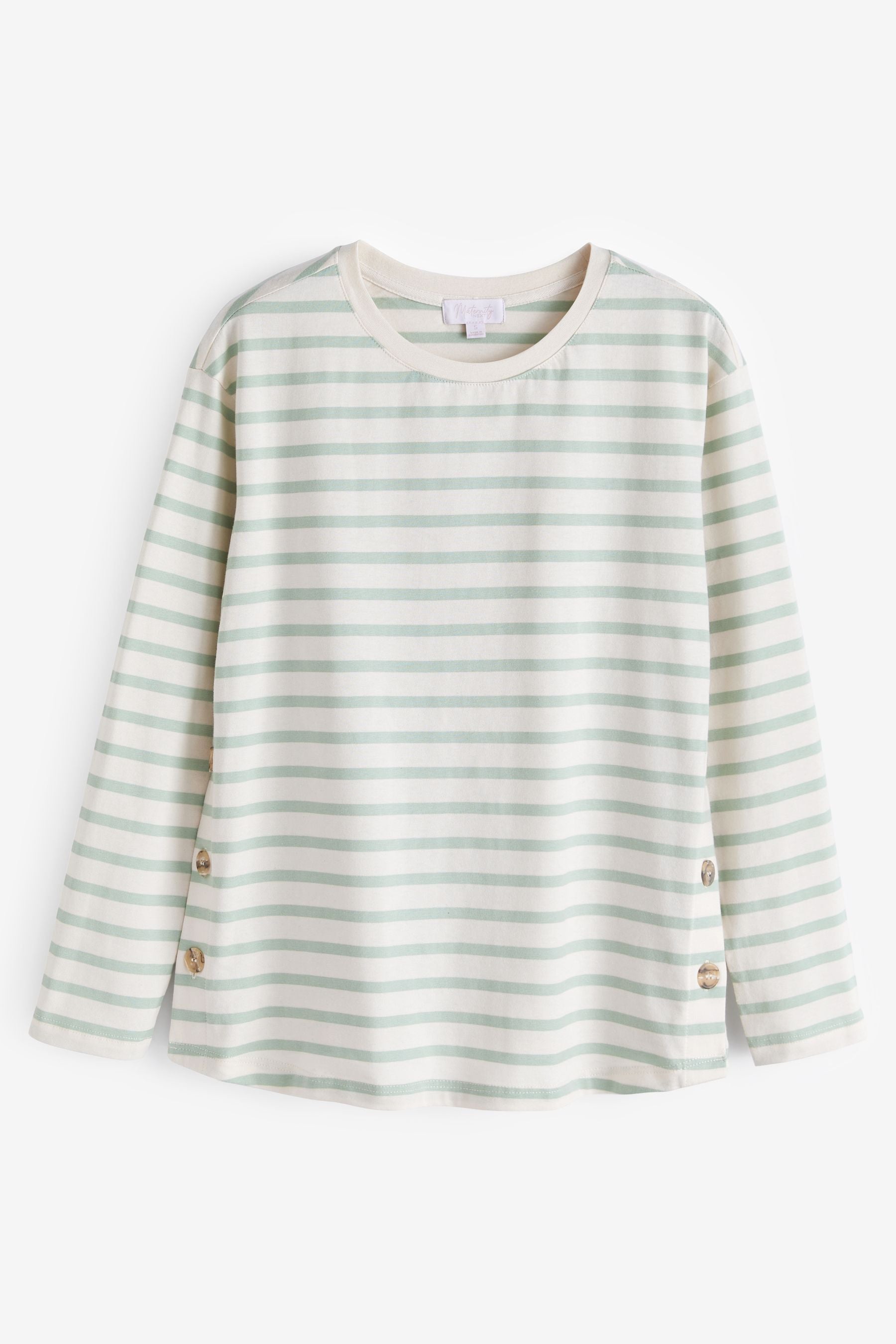 Sage Green Striped Maternity Nursing T-Shirt