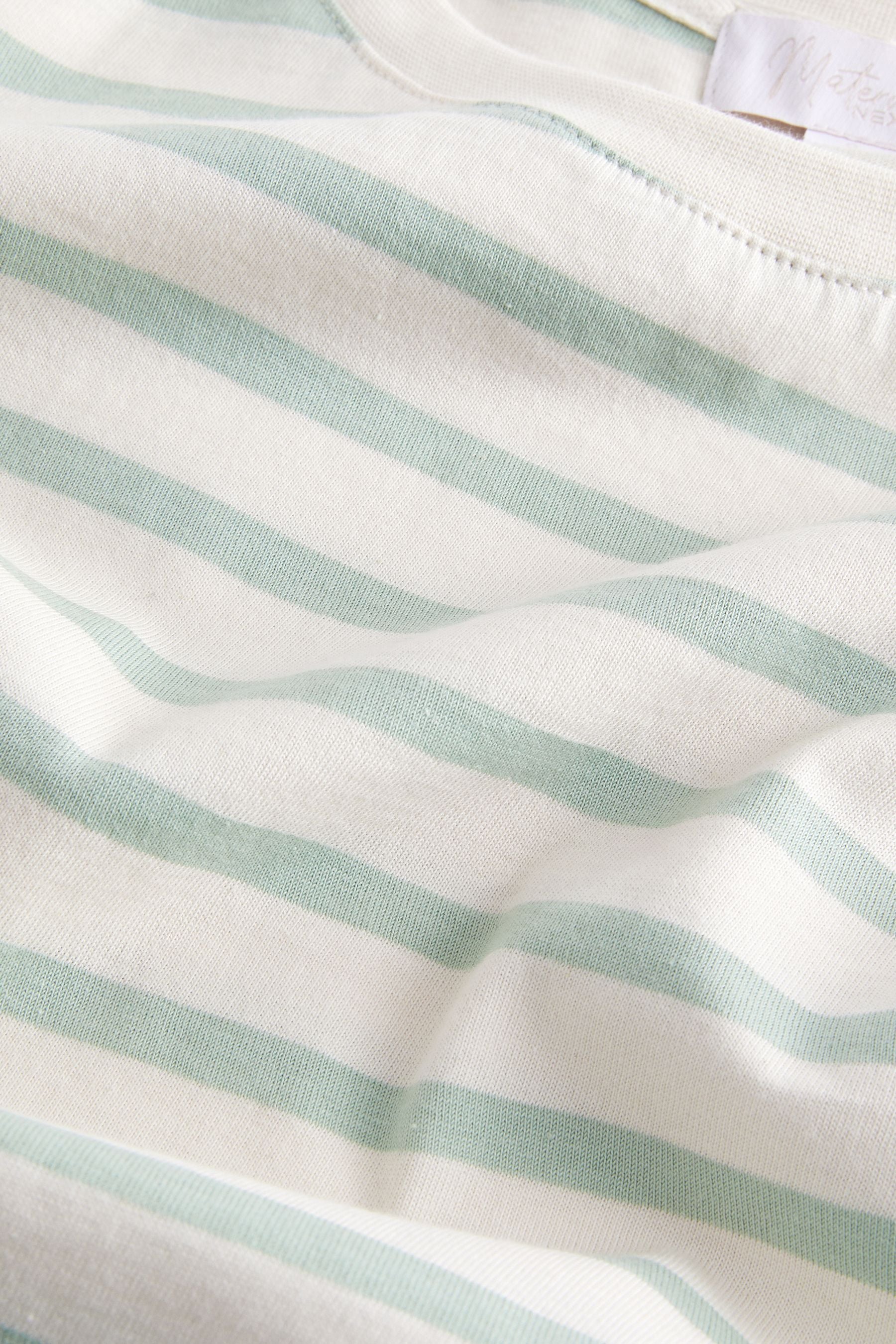 Sage Green Striped Maternity Nursing T-Shirt