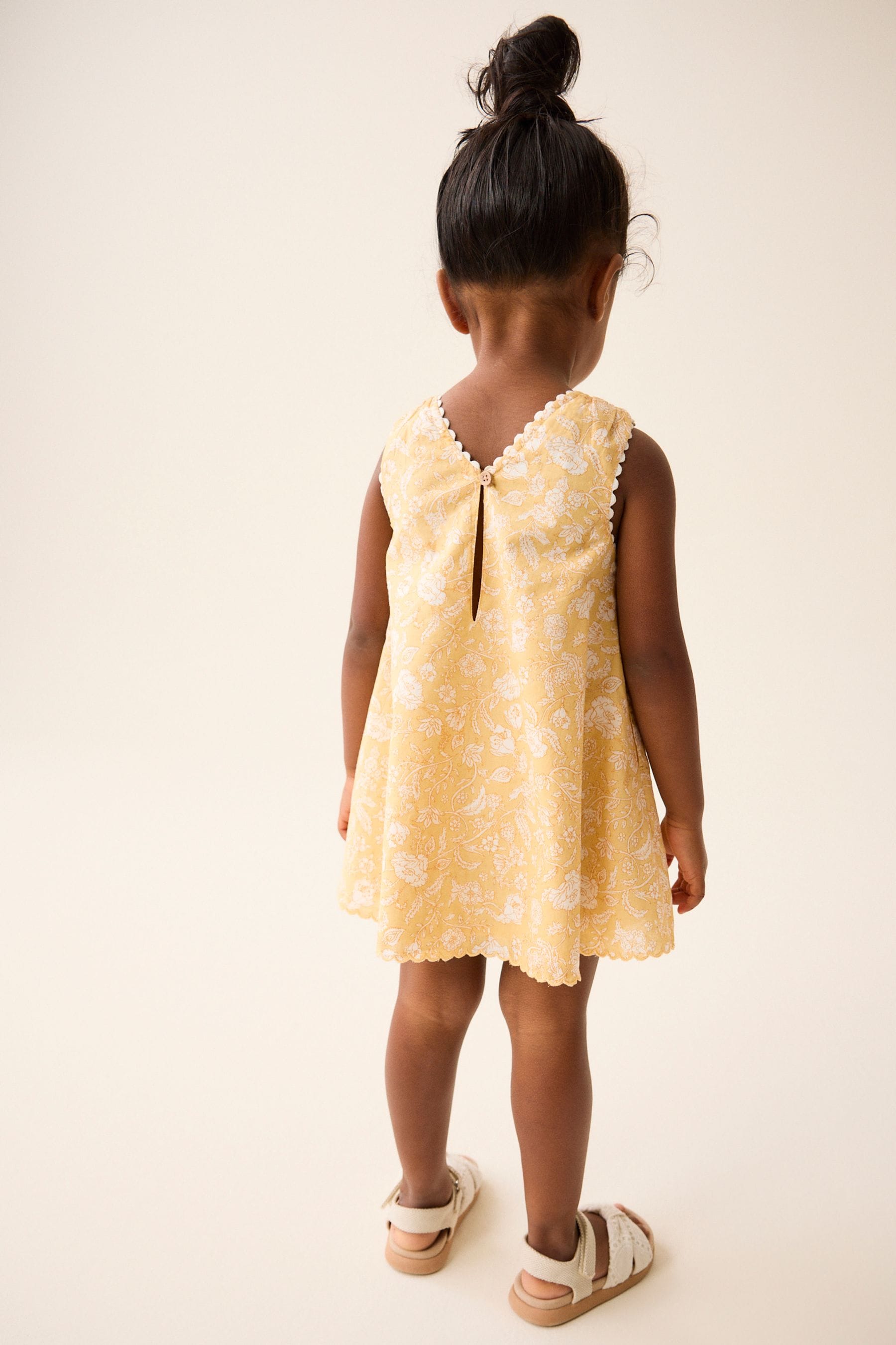 Yellow Floral Shirred Cotton Dress (3mths-8yrs)