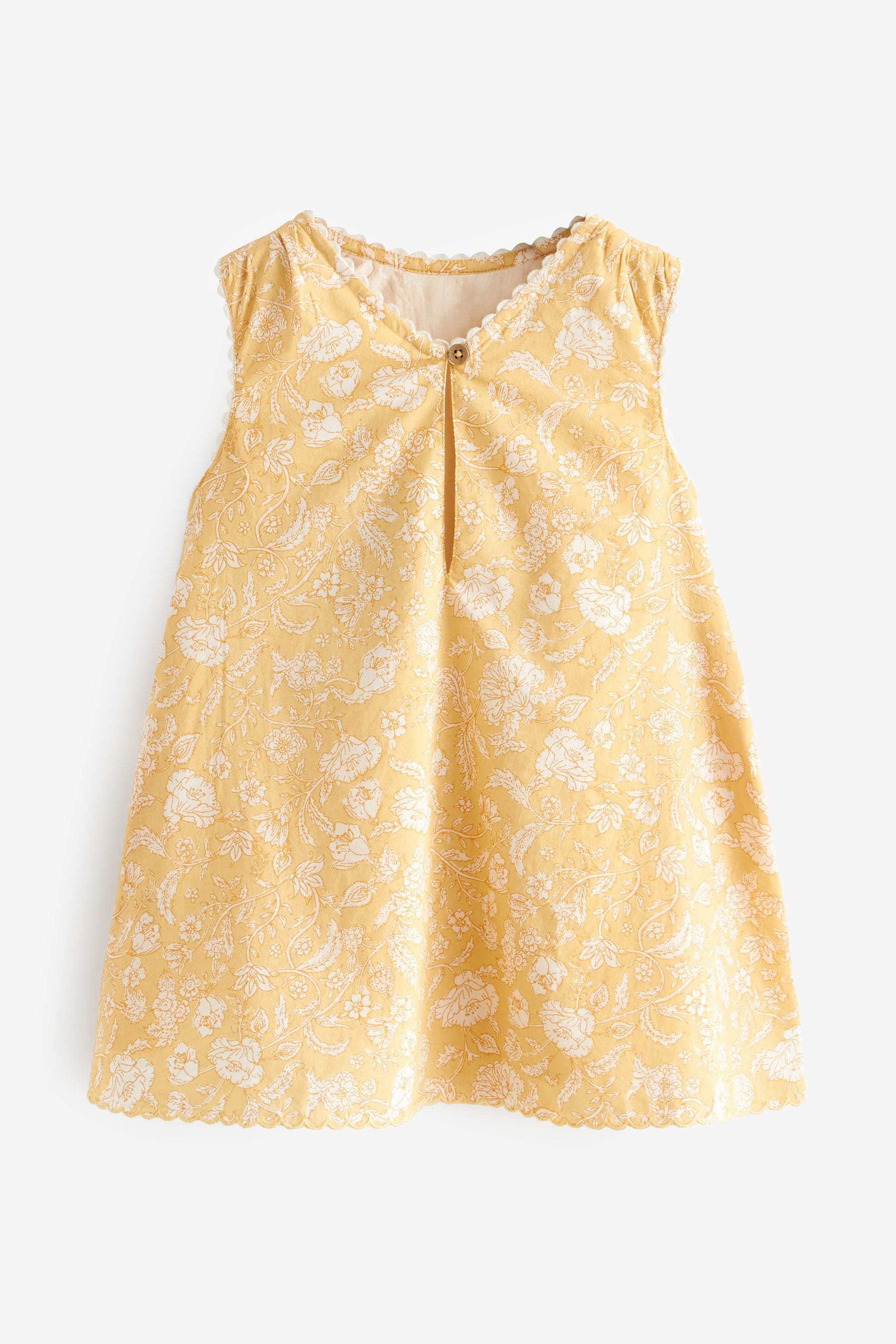 Yellow Floral Shirred Cotton Dress (3mths-8yrs)