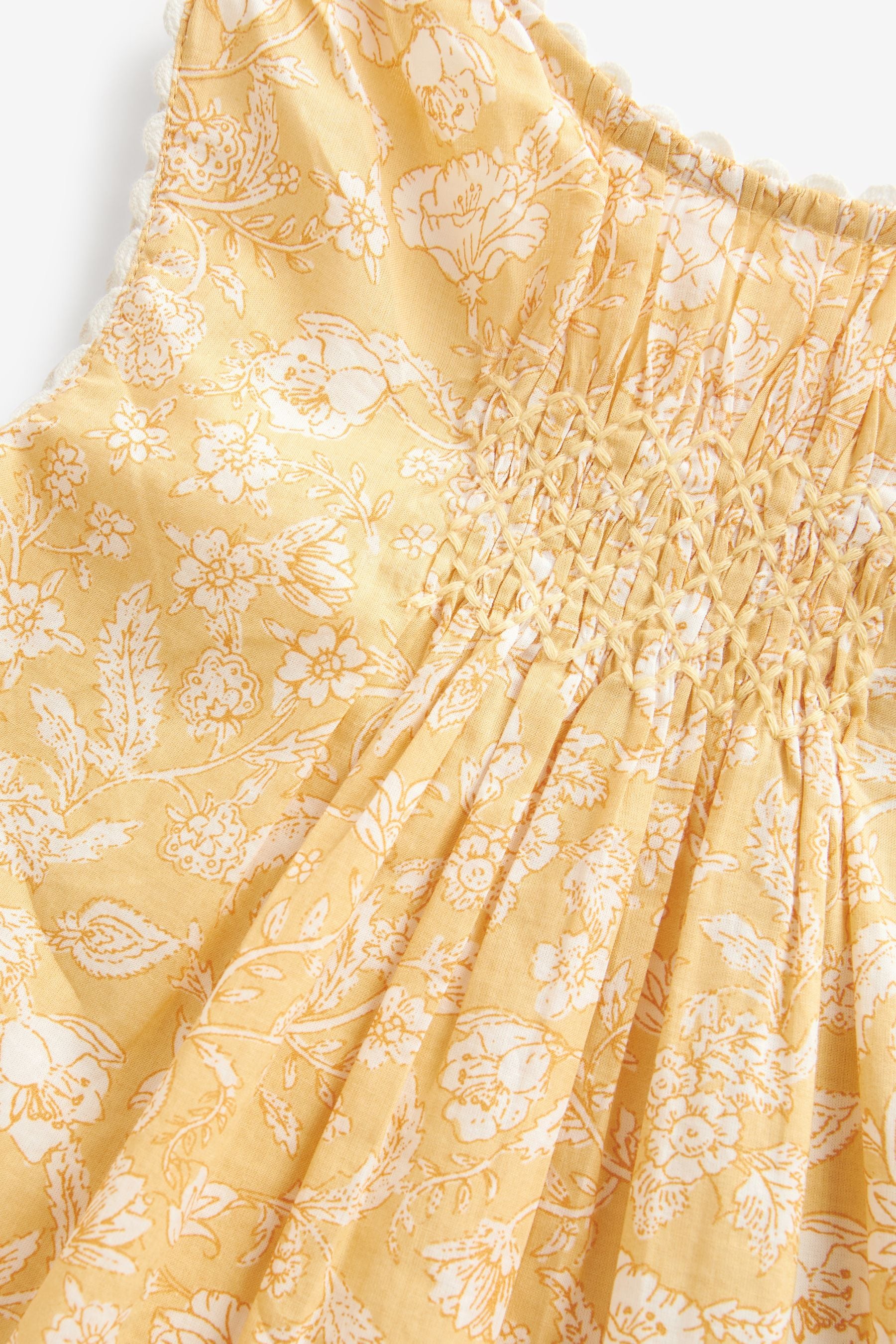 Yellow Floral Shirred Cotton Dress (3mths-8yrs)