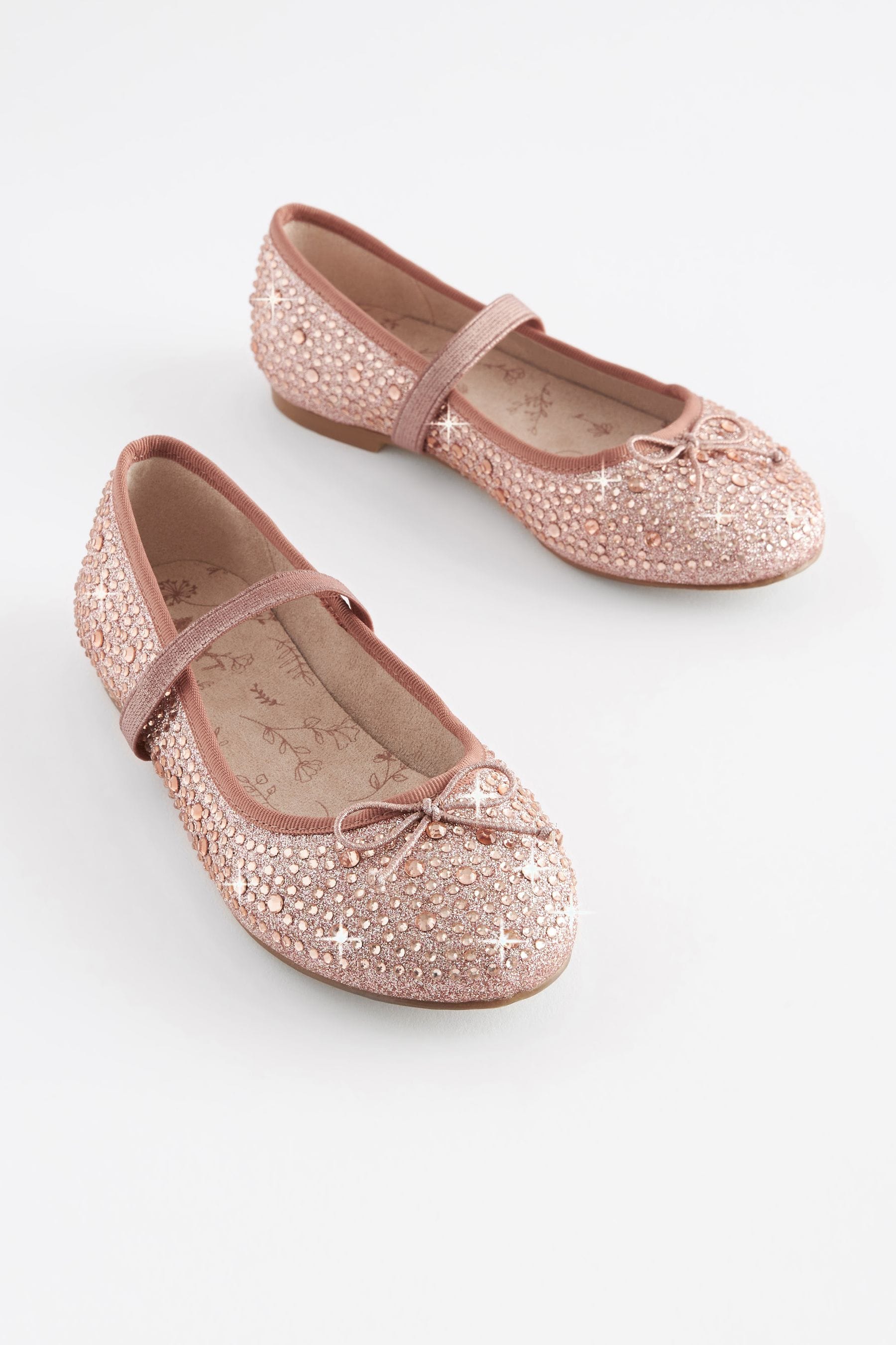 Rose Gold Jewelled Mary Jane Occasion Shoes