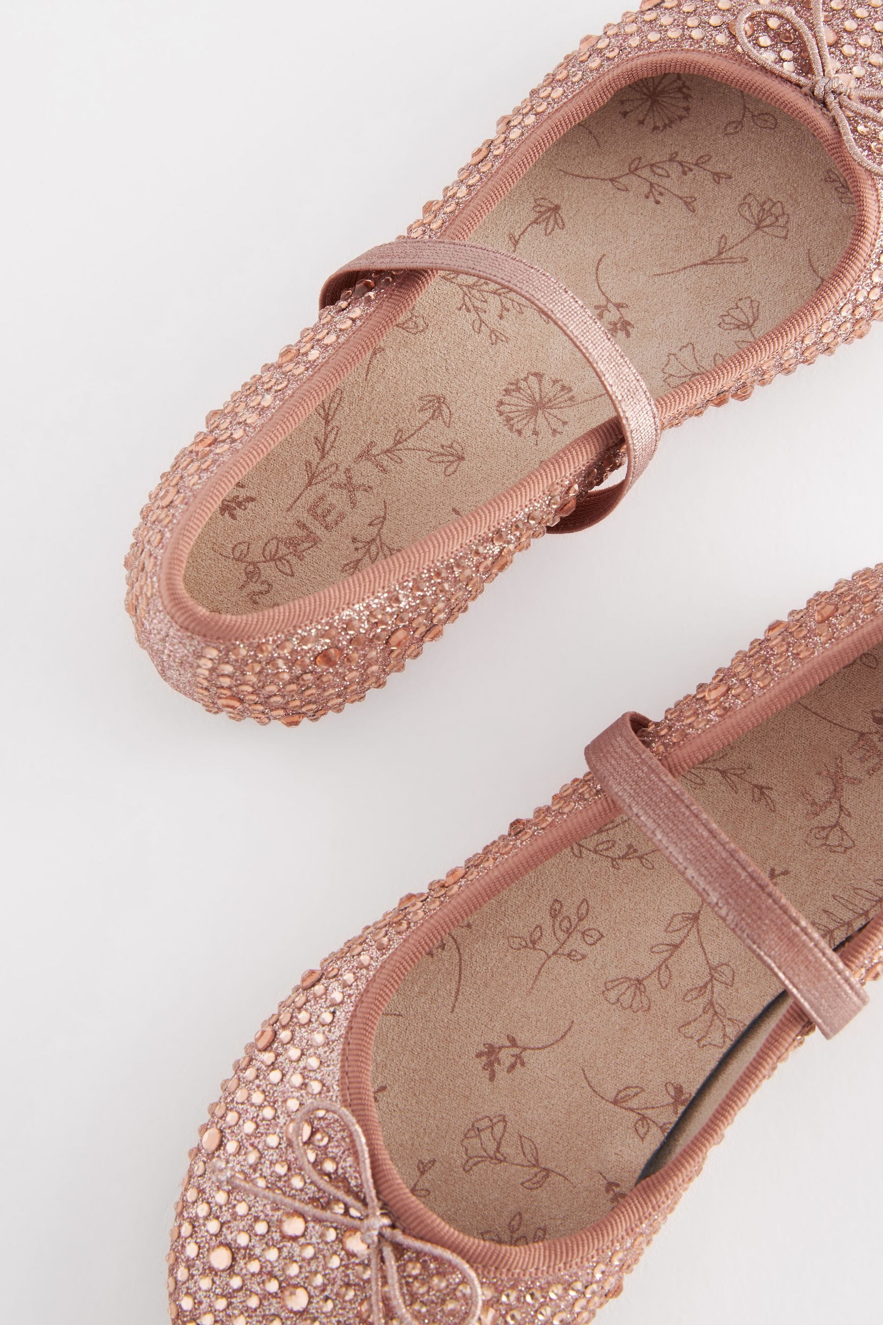 Rose Gold Jewelled Mary Jane Occasion Shoes