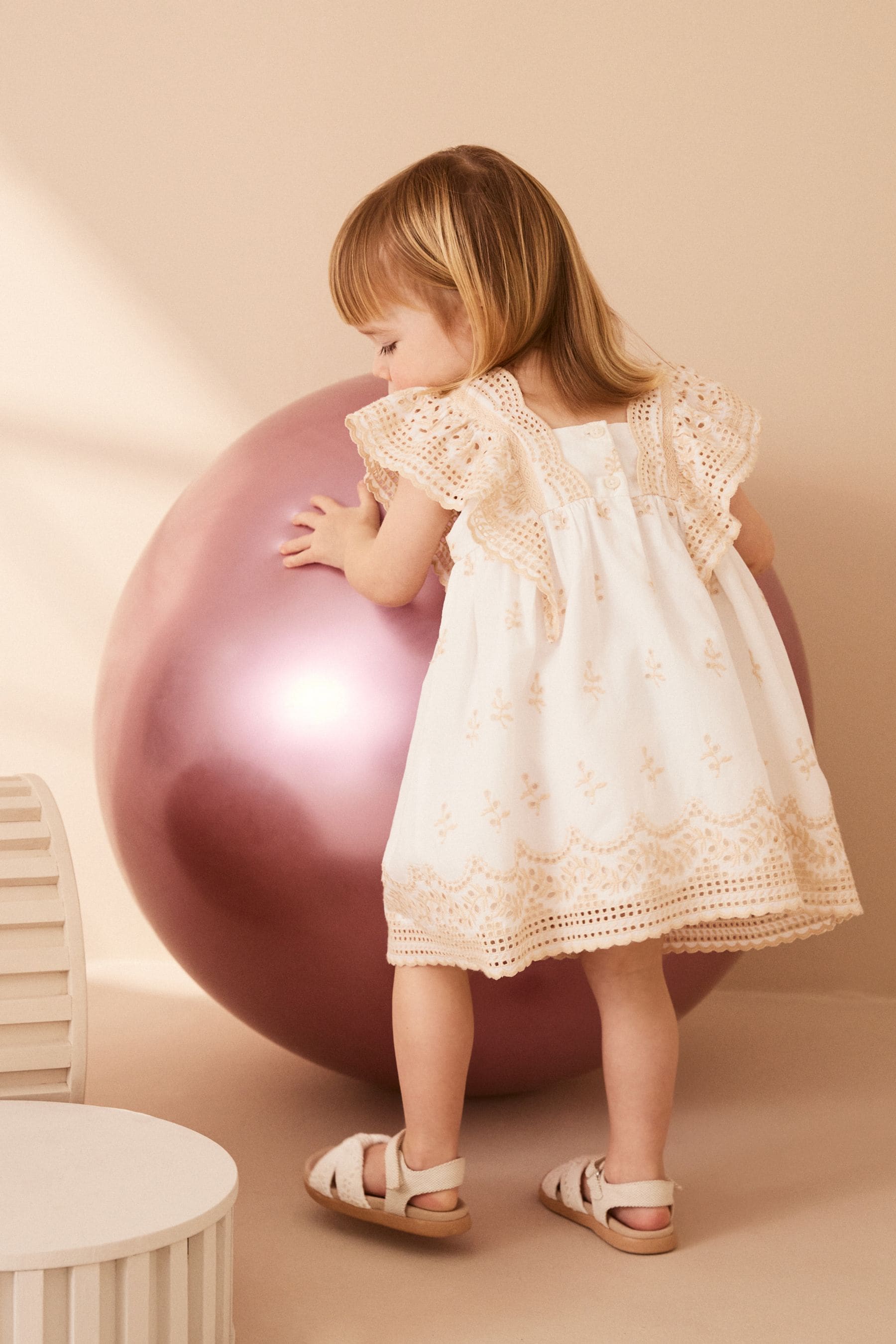 White/Cream Cotton Broderie Dress (3mths-8yrs)