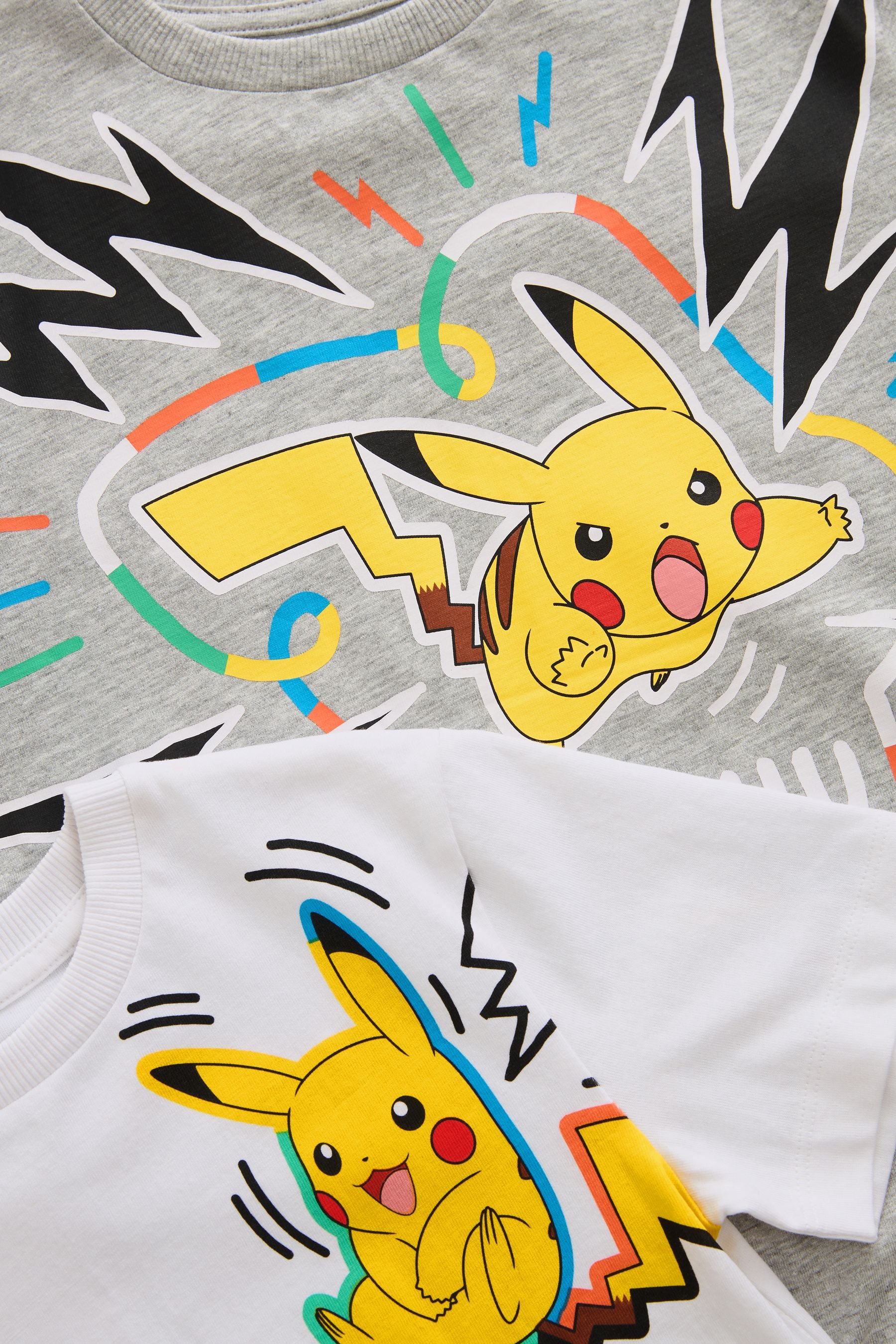 Grey Marl/ White Pokémon Licensed  T-Shirt 2 Pack (4-16yrs)