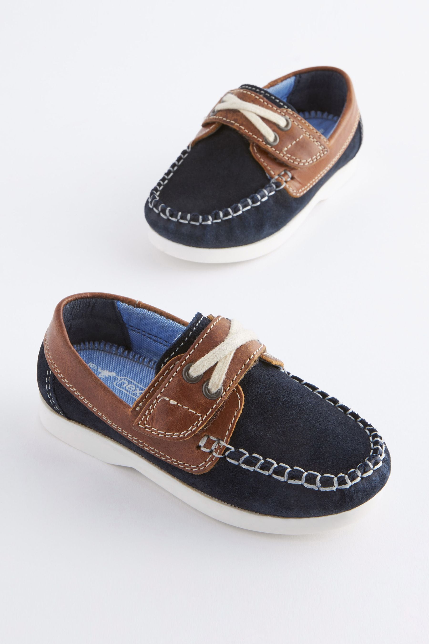 Navy Blue Leather Boat Shoes