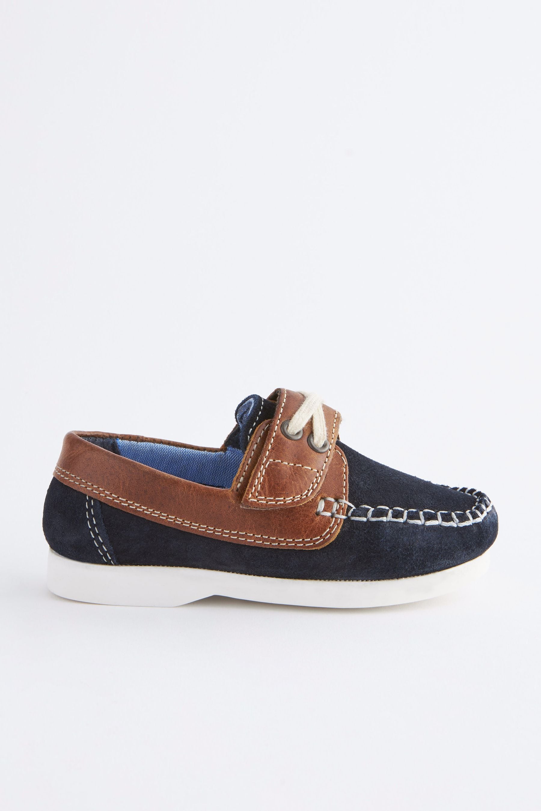 Navy Blue Leather Boat Shoes