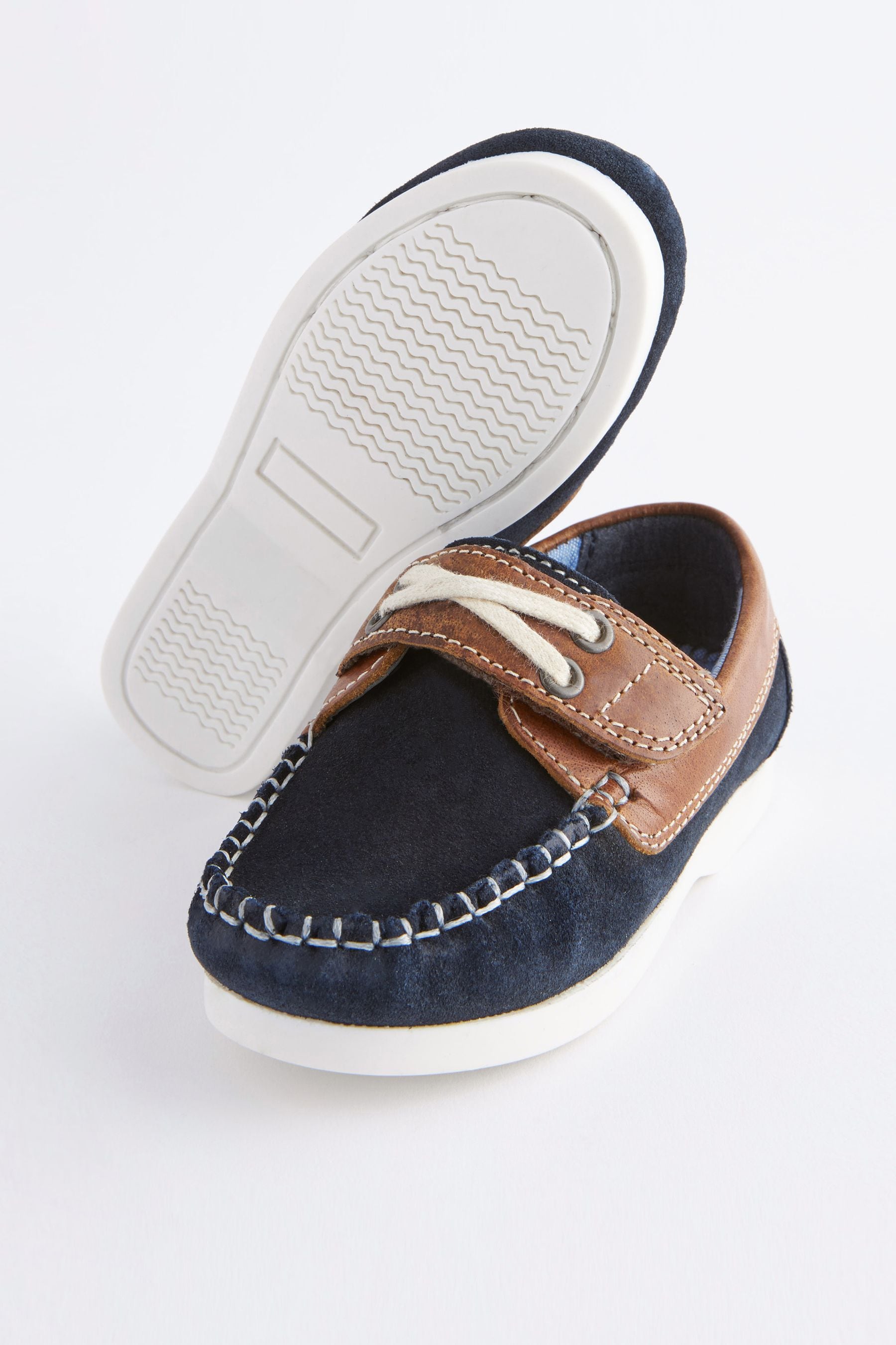 Navy Blue Leather Boat Shoes