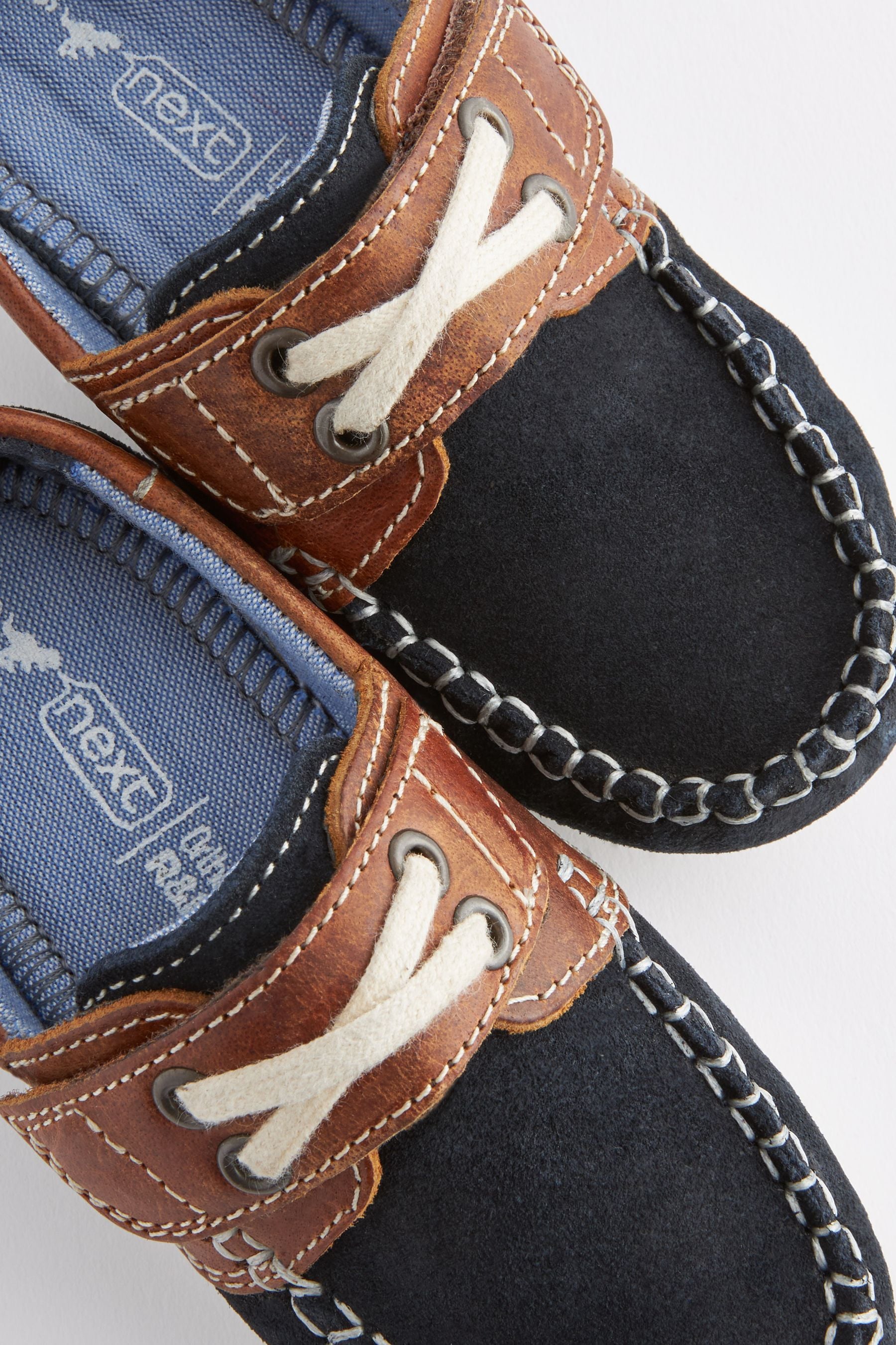 Navy Blue Leather Boat Shoes